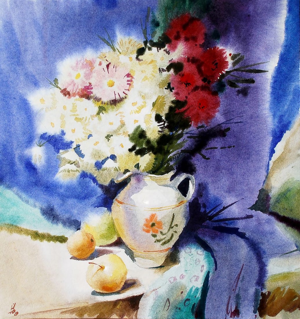 Watercolor painting Still life Egor Ktpatunov: Title: Watercolor painting Still life Egor Ktpatunov Description: NoSvash 25 *** ABOUT THIS PAINTING *** * TITLE: "Still life" * ARTISTS: Egor Ktpatunov * SIZE: 40x40 cm/'15.74x15.74 inches' * MEDIUM: