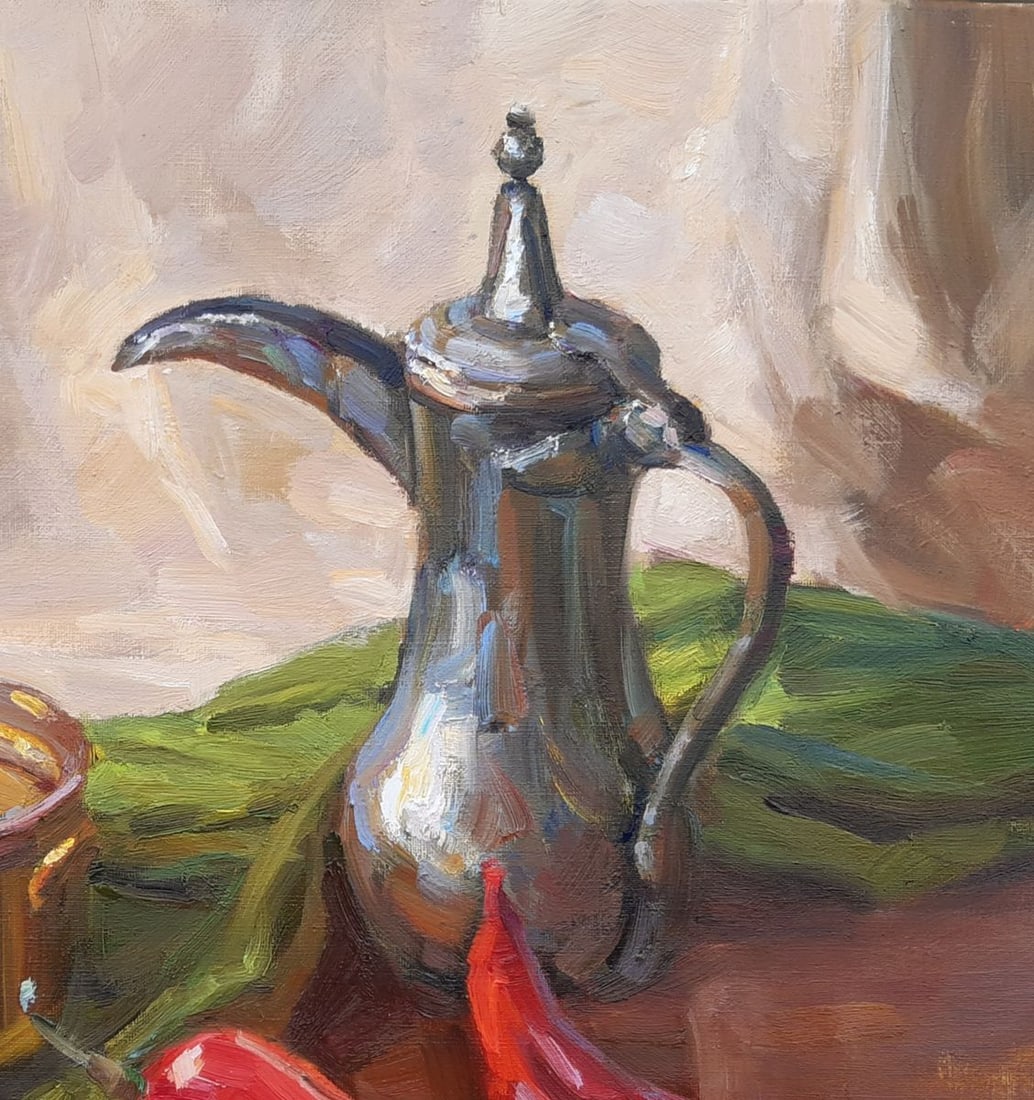 Oli painting Coffee pot and pepper Tepeta Miacheslav - 4