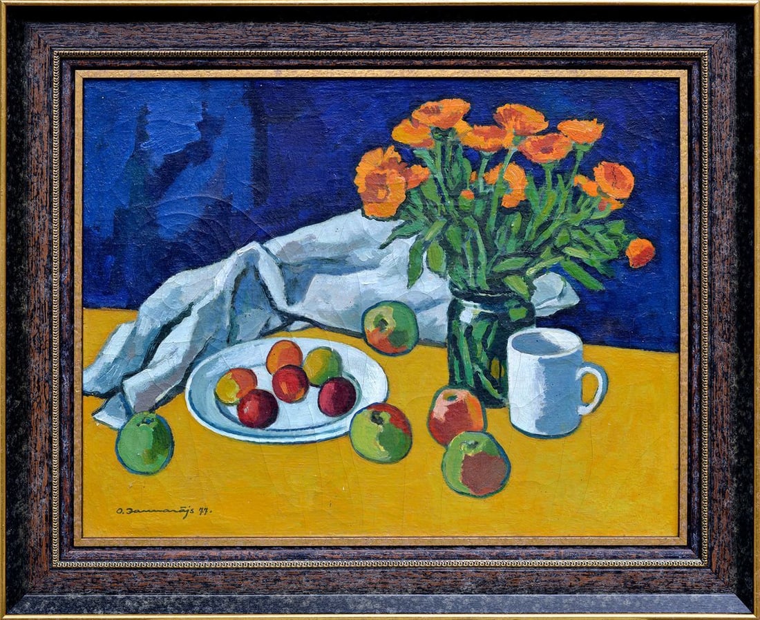 Oil painting Still Life with Flowers Olgert Jaunarais: Title: Oil painting Still Life with Flowers Olgert Jaunarais Description: NoGS 243