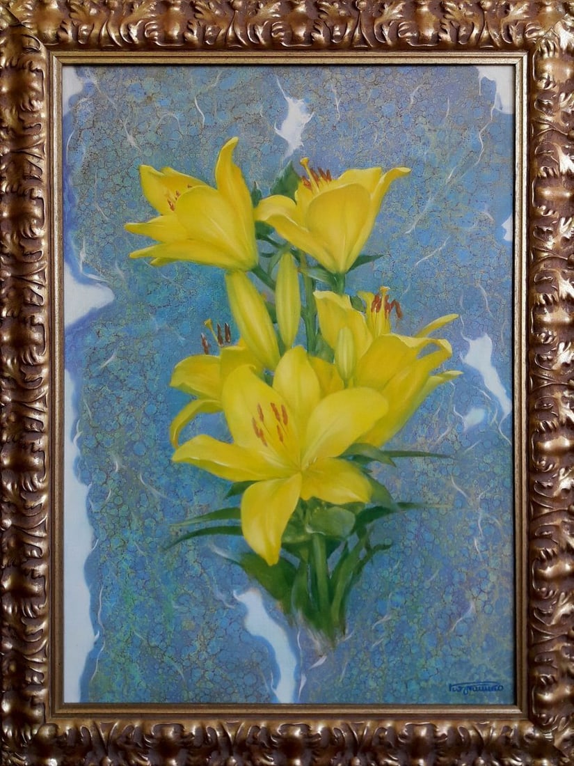 Oil painting Day-lily Korkishko Vasily: Title: Oil painting Day-lily Korkishko Vasily Description: NoKork 82 *** ABOUT THIS PAINTING *** * TITLE: "Day-lily" * ARTISTS: Korkishko Vasily * SIZE: 70x50 cm/'27.55x19.68 inches' * MEDIUM: oil, ca