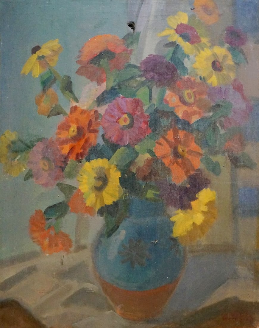 Oil painting Flowers: Title: Oil painting Flowers Description: NoVern 892 *** ABOUT THIS PAINTING *** * TITLE: "Flowers" * ARTISTS: Unknown artist * SIZE: 65x75 cm/'25.59x29.52 inches' * MEDIUM: oil, canvas * HAND PAINTED: