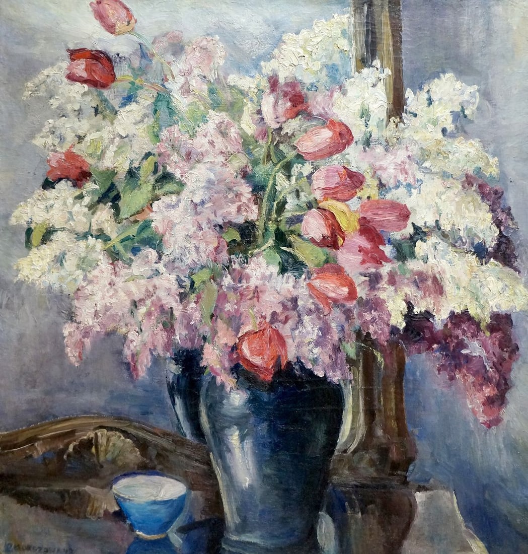 Oil painting Autumn bouquet: Title: Oil painting Autumn bouquet Description: NoVern 901 *** ABOUT THIS PAINTING *** * TITLE: "Autumn bouquet" * ARTISTS: Unknown artist * SIZE: 77x81 cm/'30.31x31.88 inches' * MEDIUM: oil, canvas *