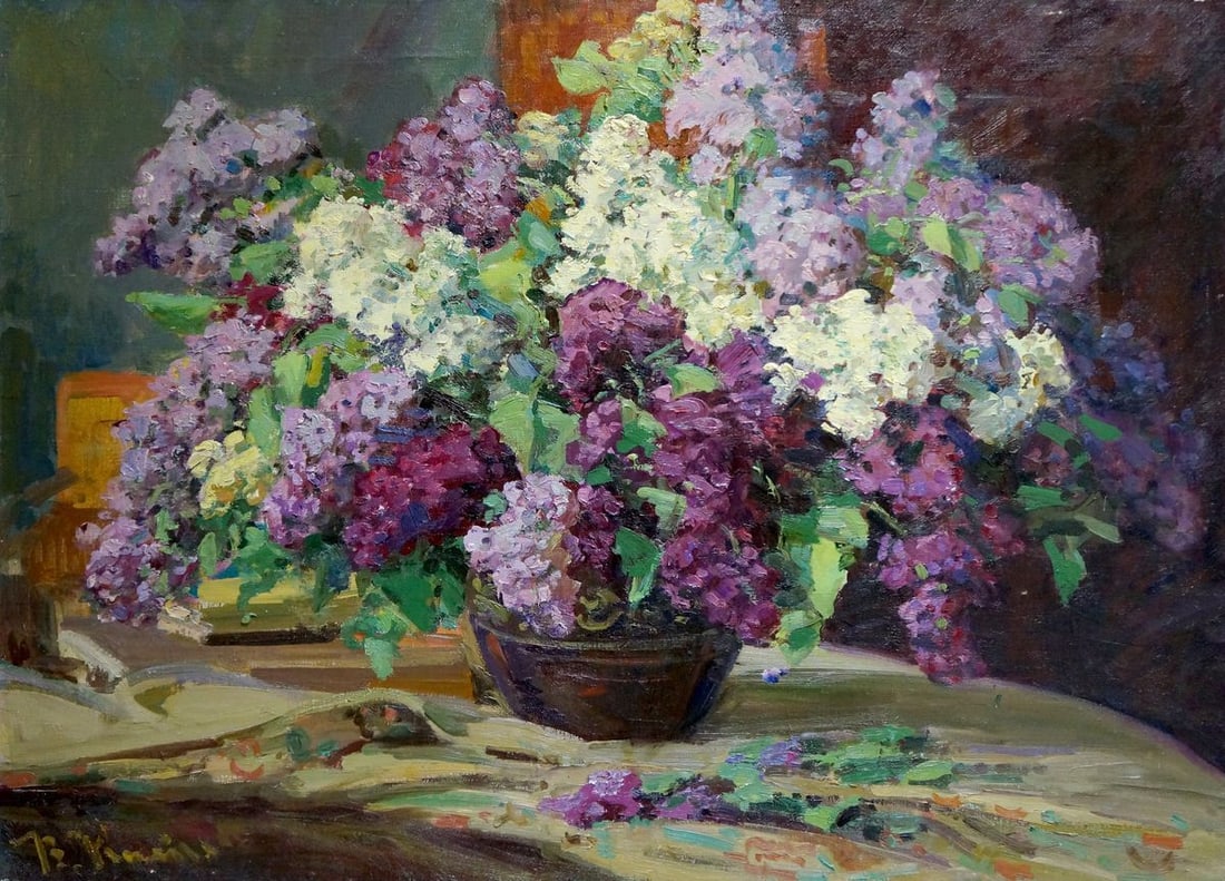 Oil painting Lilac bouquet Kisel Ivan Gordeevich (1 of 10)