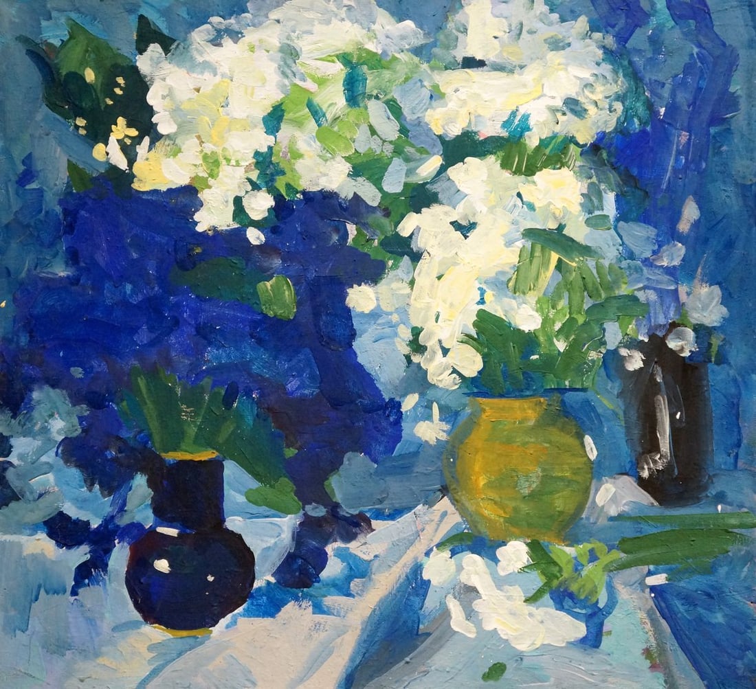 Oil painting Spring flowers: Title: Oil painting Spring flowers Description: NoVern 964 *** ABOUT THIS PAINTING *** * TITLE: "Spring flowers" * ARTISTS: Unknown artist * SIZE: 73x67 cm/'28.34x26.37 inches' * MEDIUM: oil, canvas *
