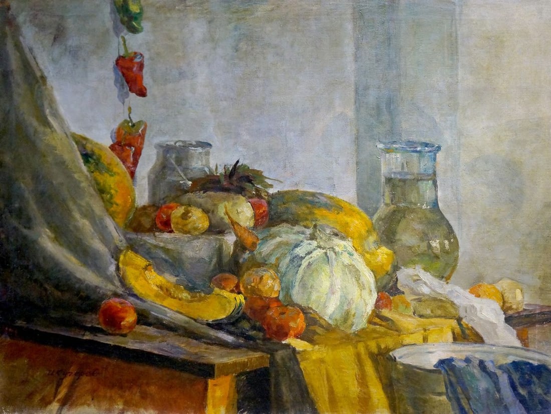 Oil painting Still life Kucherov I.: Title: Oil painting Still life Kucherov I. Description: NoVern 996 *** ABOUT THIS PAINTING *** * TITLE: "Still life" * ARTISTS: Kucherov I. * SIZE: 60x80 cm/'23.62x31.49 inches' * MEDIUM: oil, canvas