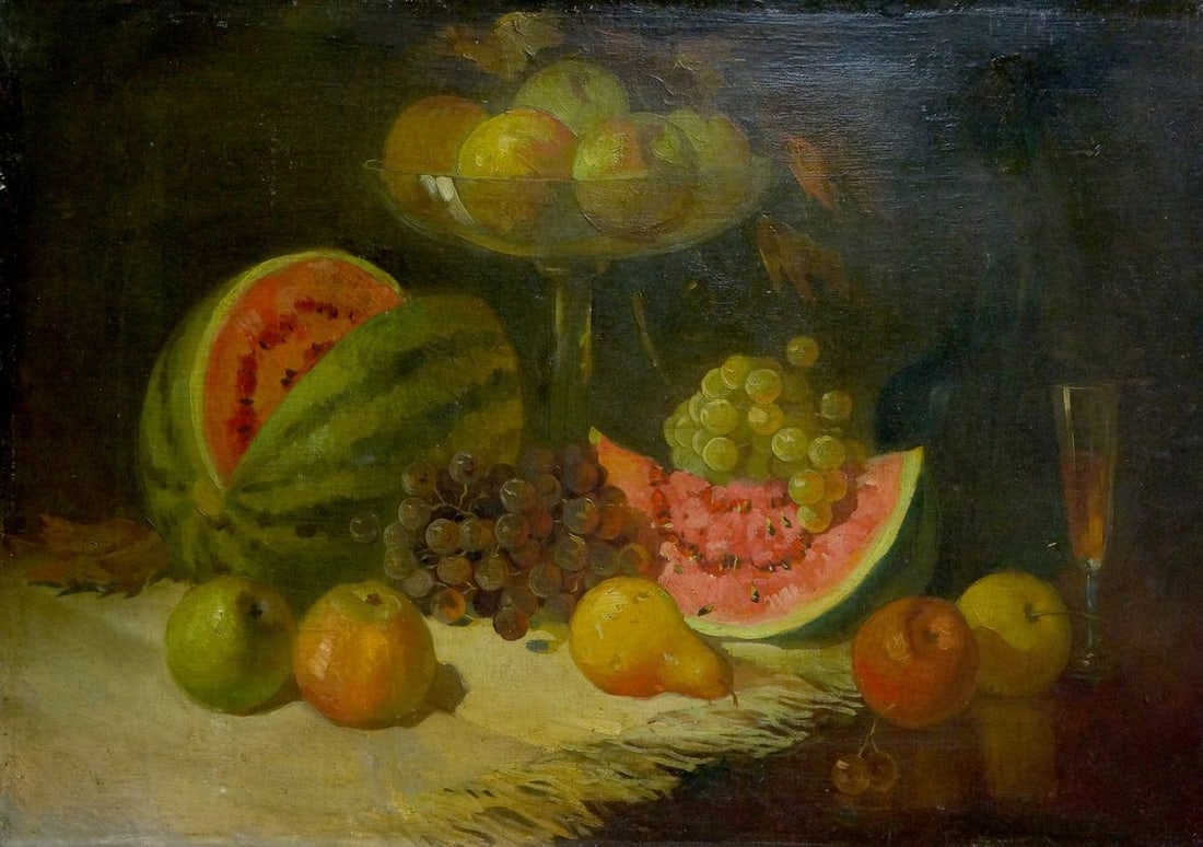 Oil painting Sweet still life: Title: Oil painting Sweet still life Description: NoVern 1011 *** ABOUT THIS PAINTING *** * TITLE: "Sweet still life" * ARTISTS: Unknown artist * SIZE: 85x60 cm/'33.46x23.62 inches' * MEDIUM: oil, can