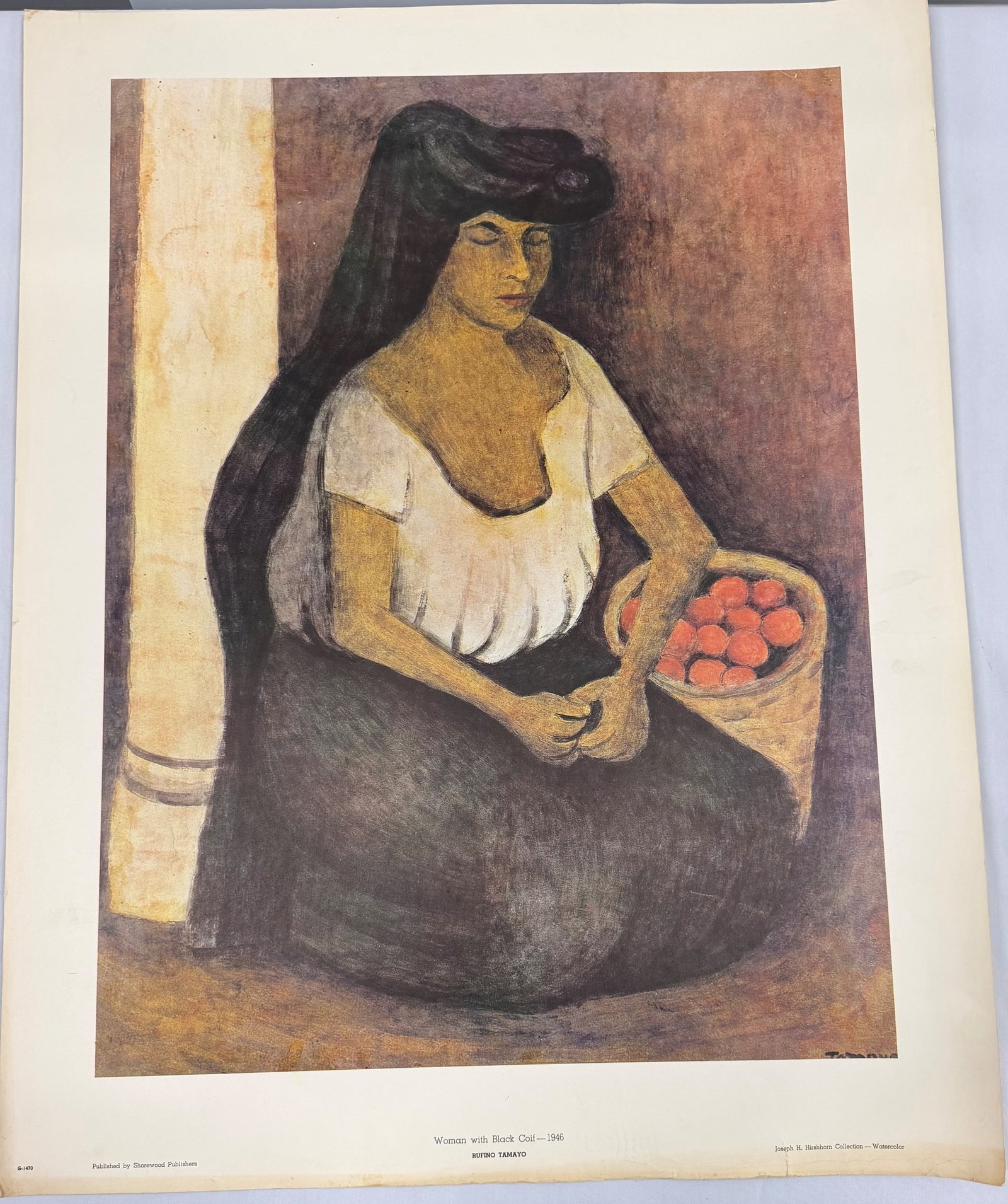Rufino Tamayo, "Woman with Black Cowl", 1946, Joseph H. Hirshhorn Collection - Watercolor, Publis... - 3