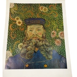 After Vincent van Gogh: "The Postman Roulin" Lithograph: A vibrantly colored lithograph after Vincent van Gogh's iconic painting, "The Postman Roulin." This piece captures the distinctive portrait of Joseph Roulin, the postman from Arles, framed by a