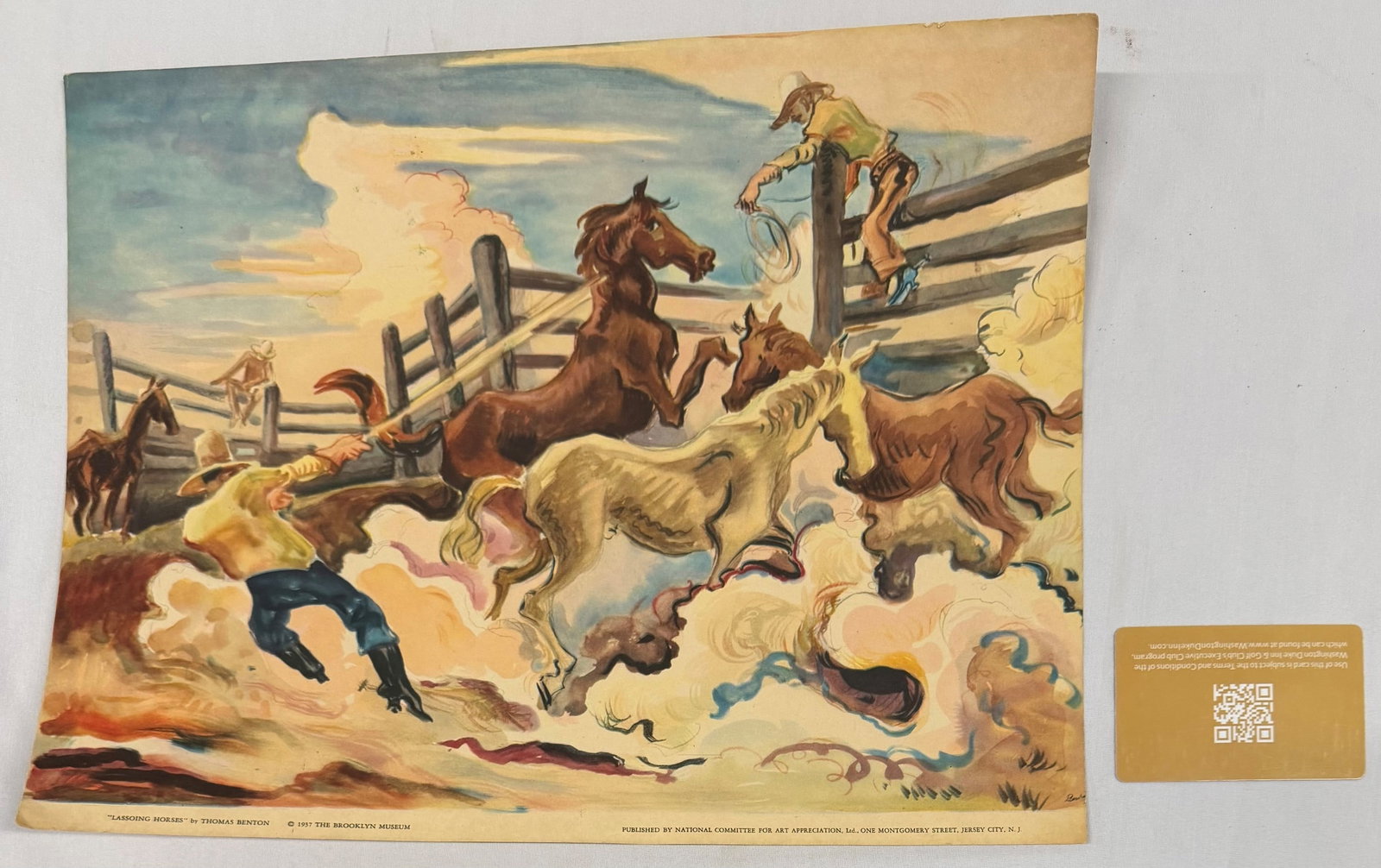 Thomas Hart Benton, "Lassoing Horses", Offset Lithograph, 1957 - 2