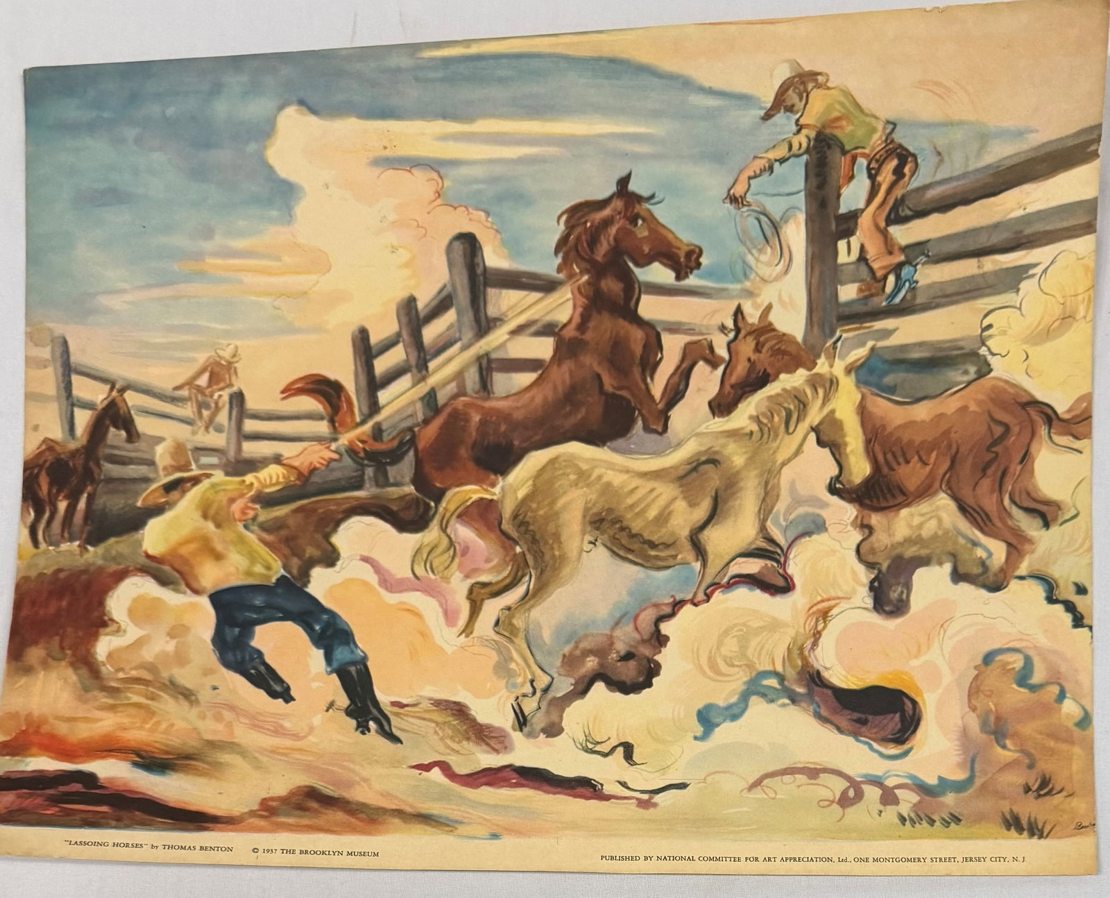 Thomas Hart Benton, "Lassoing Horses", Offset Lithograph, 1957 - 4