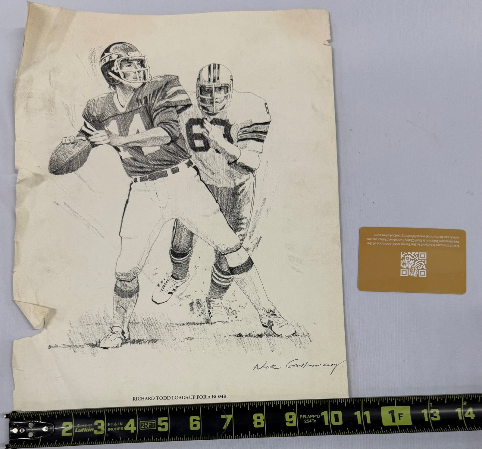 Richard Todd "Loads Up For a Bomb." Autographed Drawing by Nick Gatto - 3