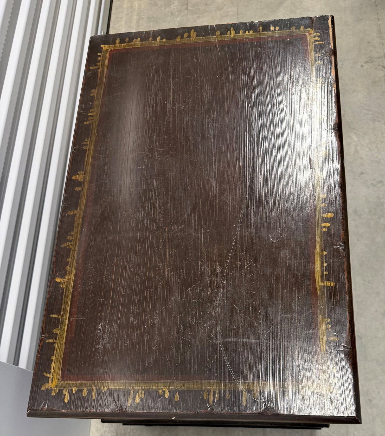 Hand-Painted Dark Wood Trunk/Chest - 10