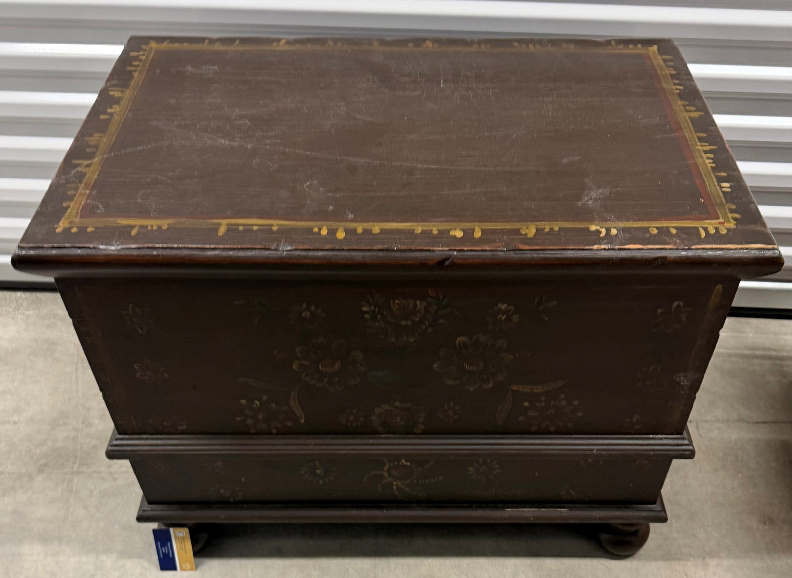 Hand-Painted Dark Wood Trunk/Chest - 2