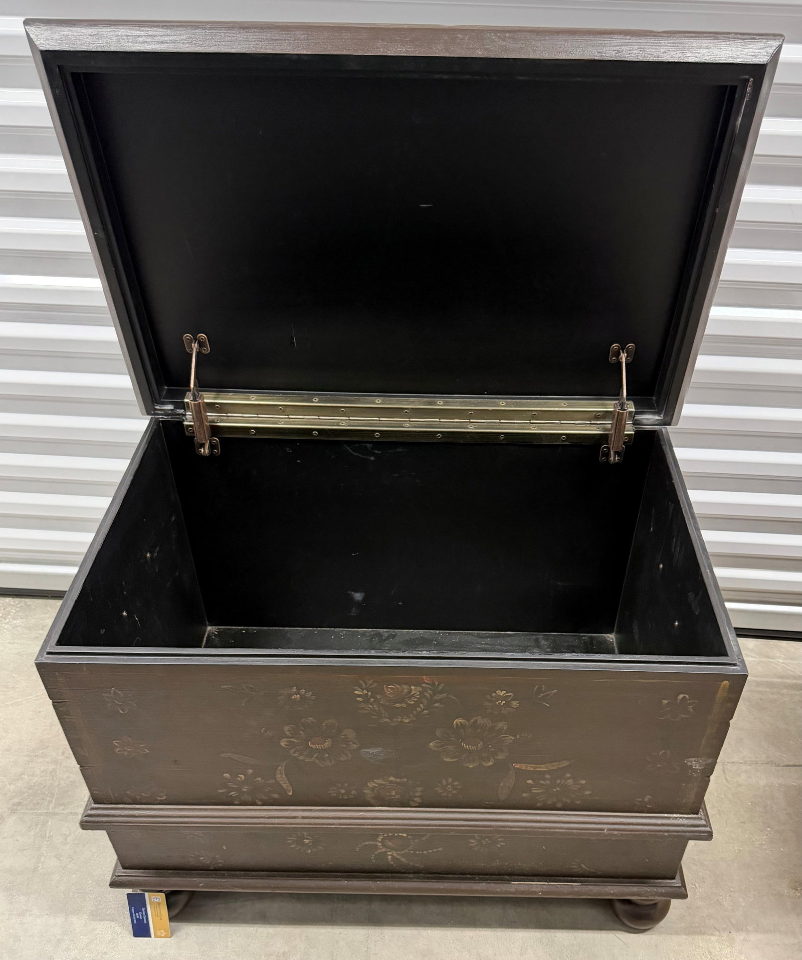Hand-Painted Dark Wood Trunk/Chest - 6