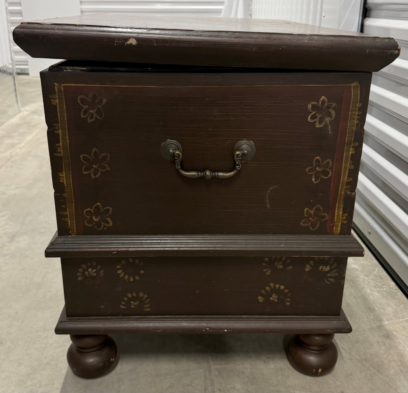 Hand-Painted Dark Wood Trunk/Chest - 7