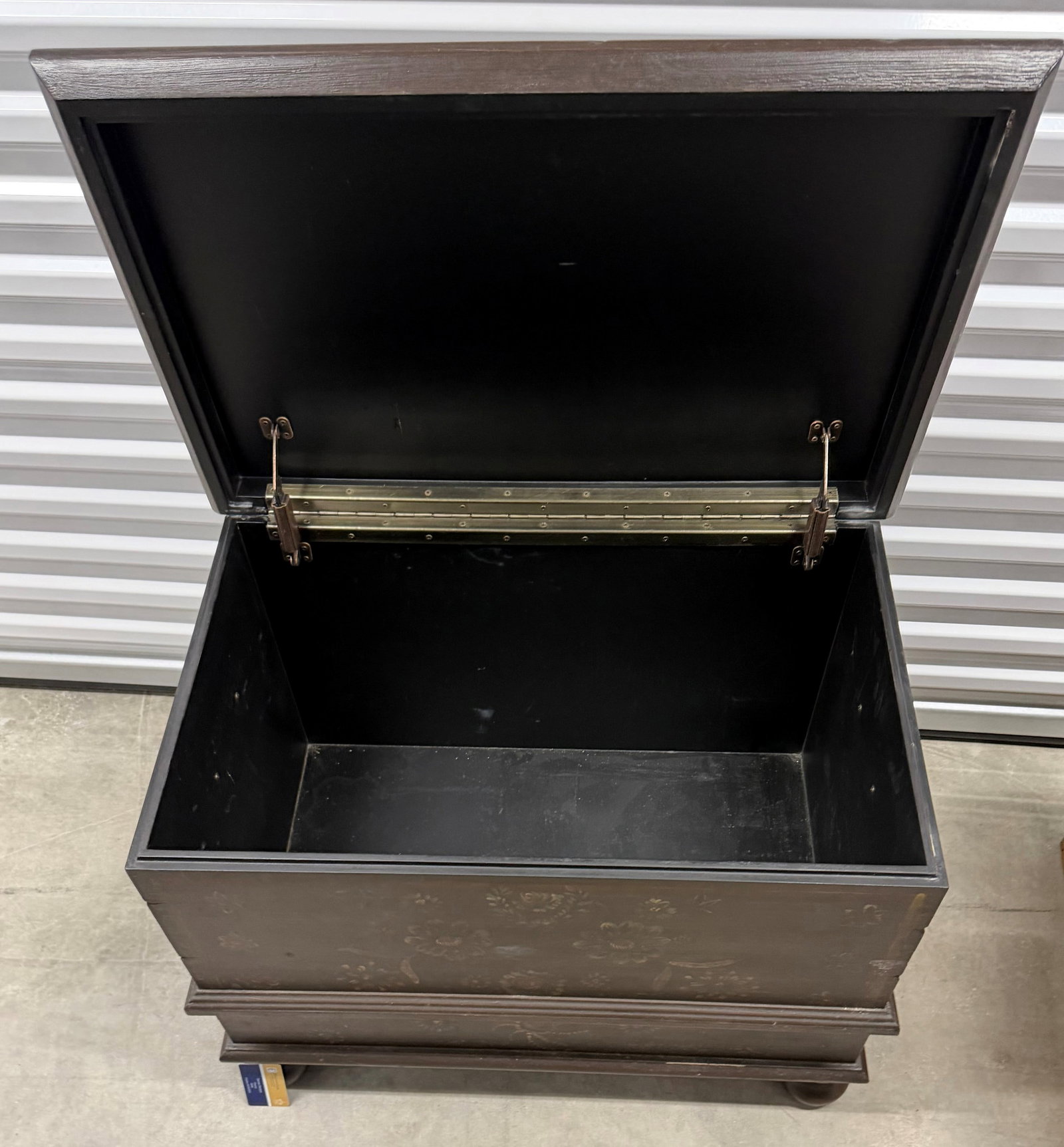 Hand-Painted Dark Wood Trunk/Chest - 8