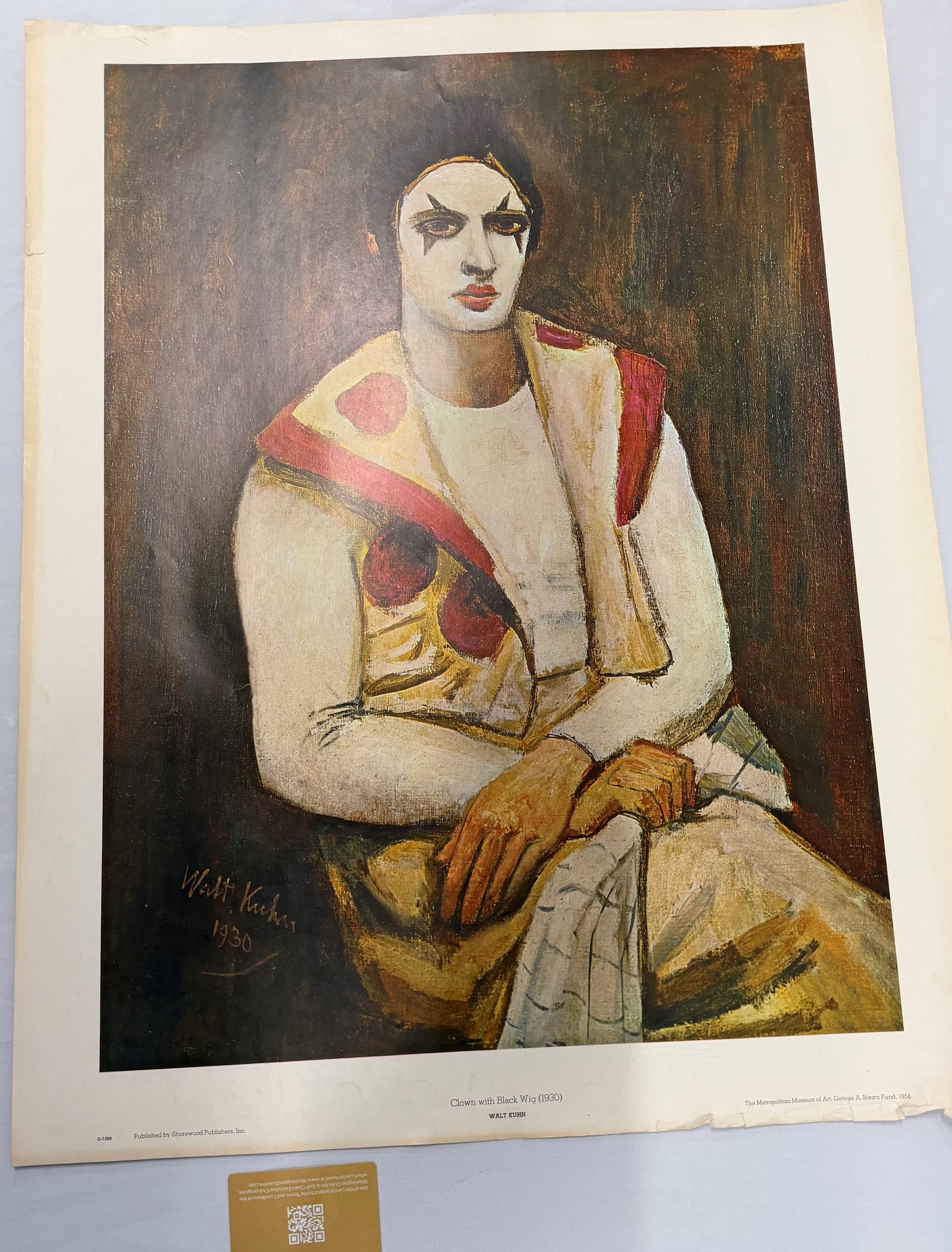 Reproduction Print of Walt Kuhn's "Clown with Black Wig, 1930" - 3
