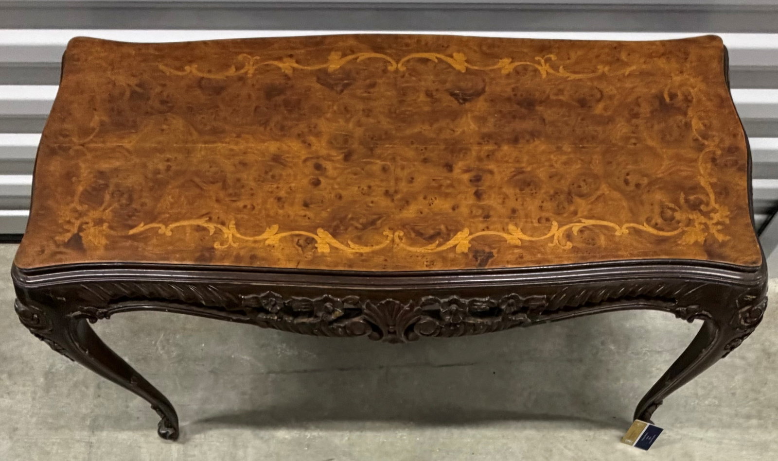 French Rococo Style Floral Marquetry Console Table - 7