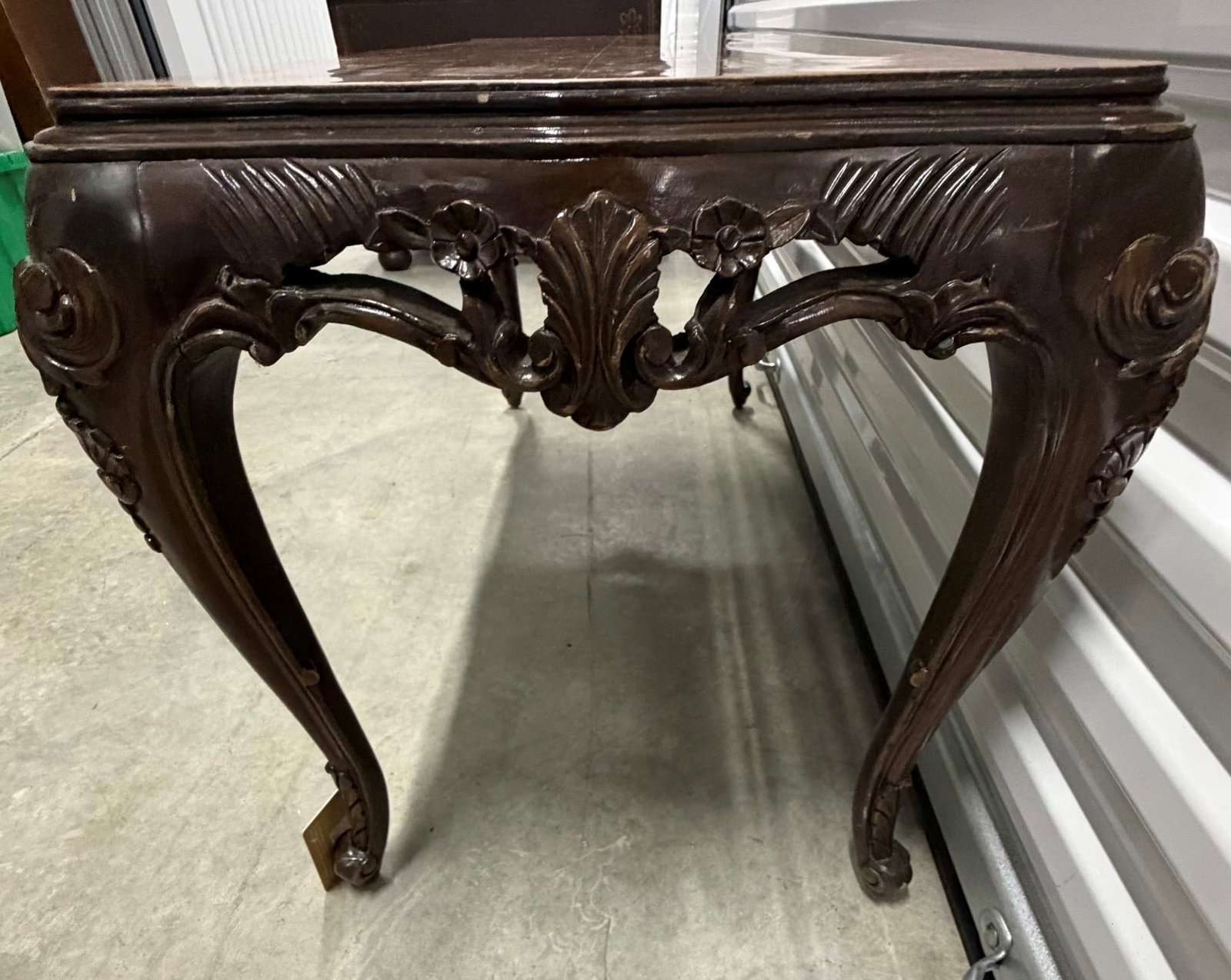 French Rococo Style Floral Marquetry Console Table - 8
