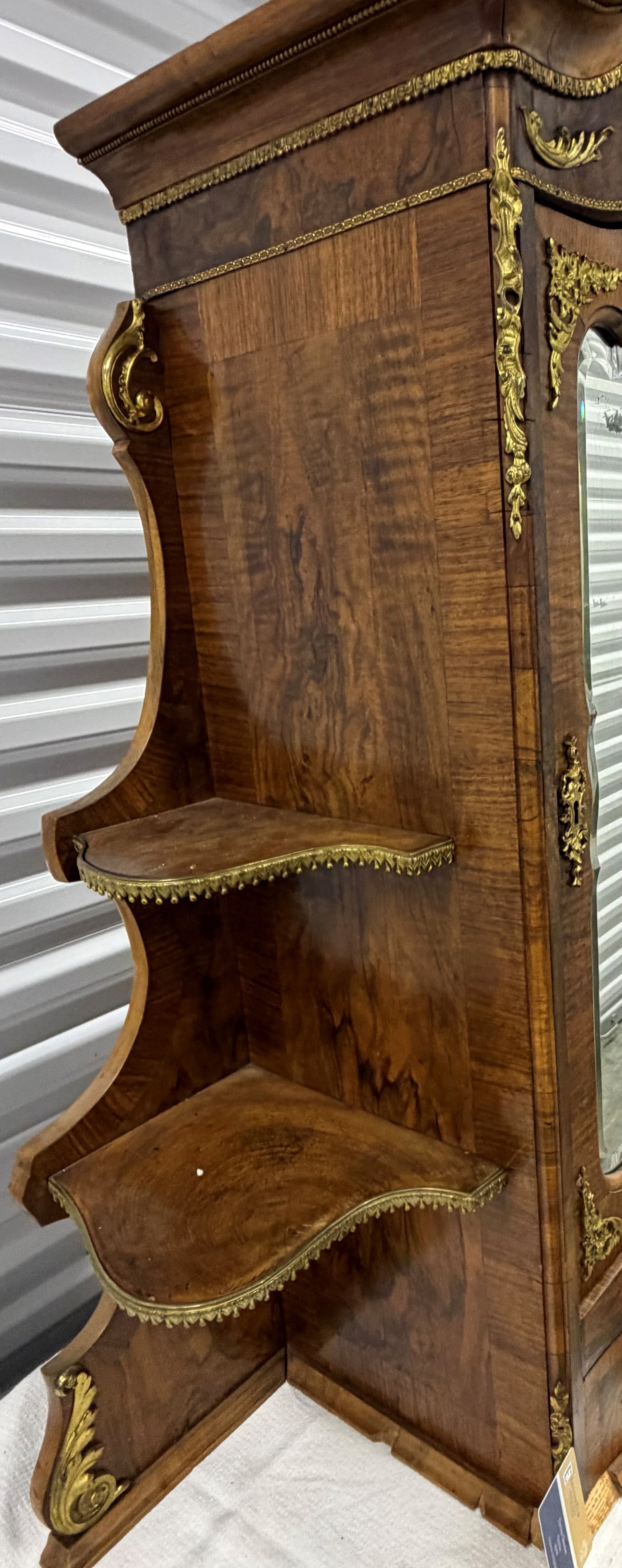 French Rococo Revival Burl Wood Mirrored Vanity/Dresser with Ormolu Mounts - 6