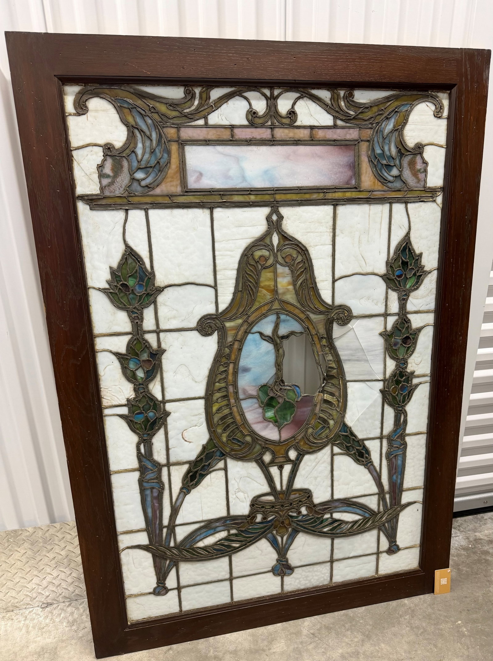 An American Leaded and Stained Glass Window Panel, circa 1900 - 4