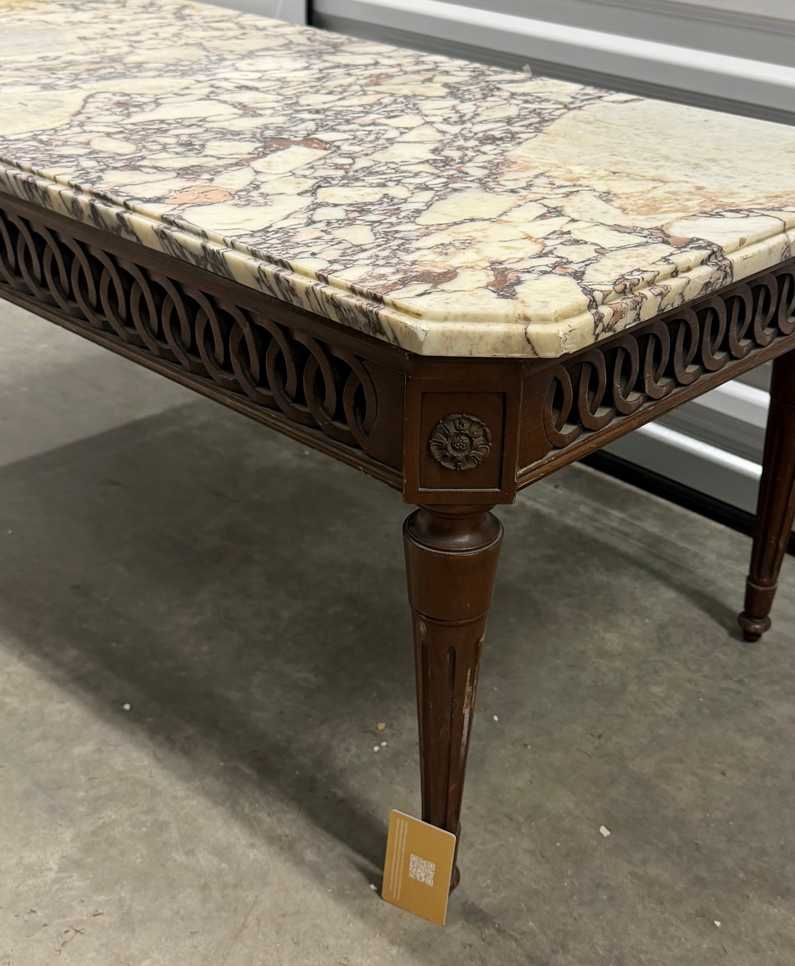 French Louis XVI Style Ormolu Mounted Marble-Top Console Table - 3