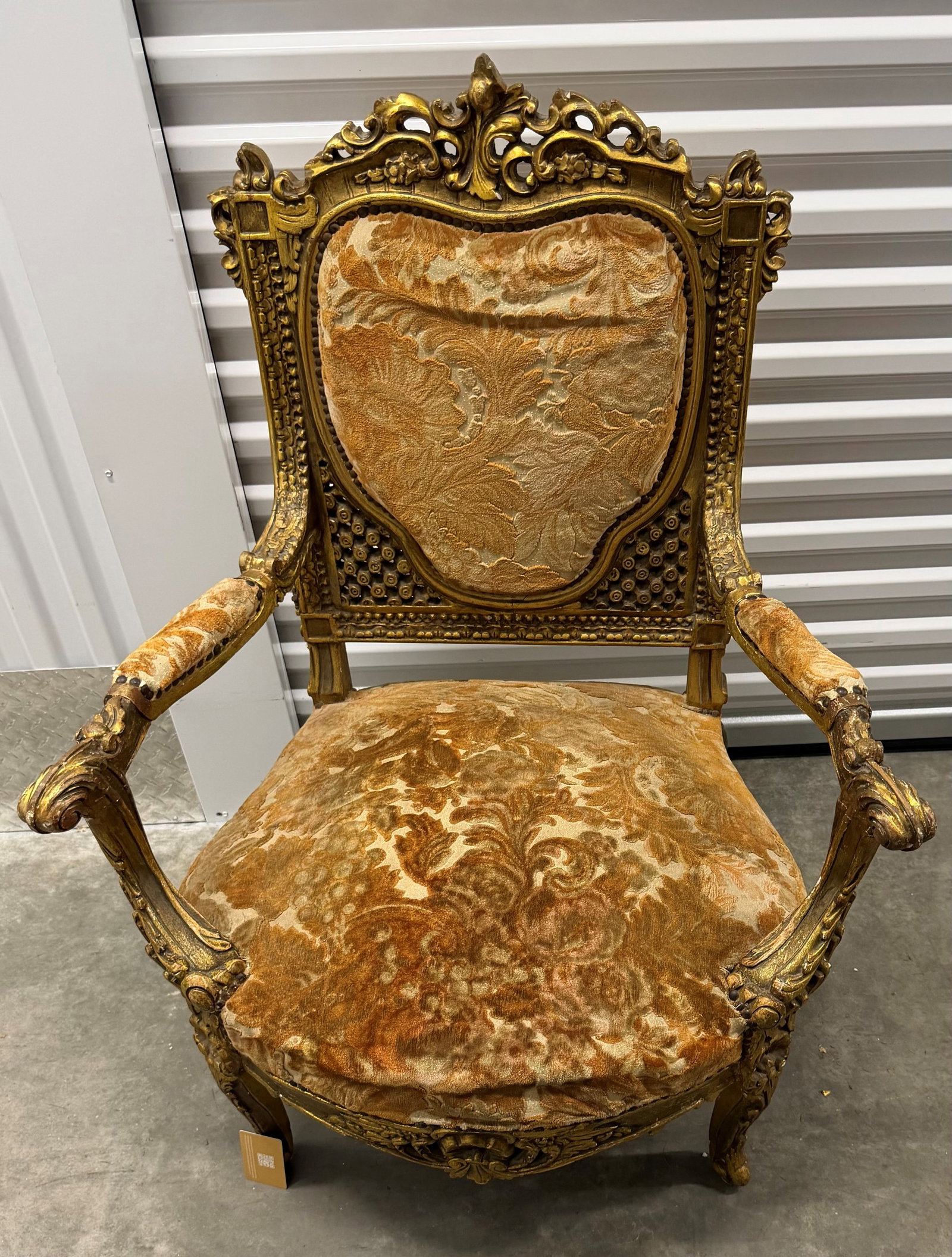 Giltwood and Upholstered Armchair in Louis XV Style - 4