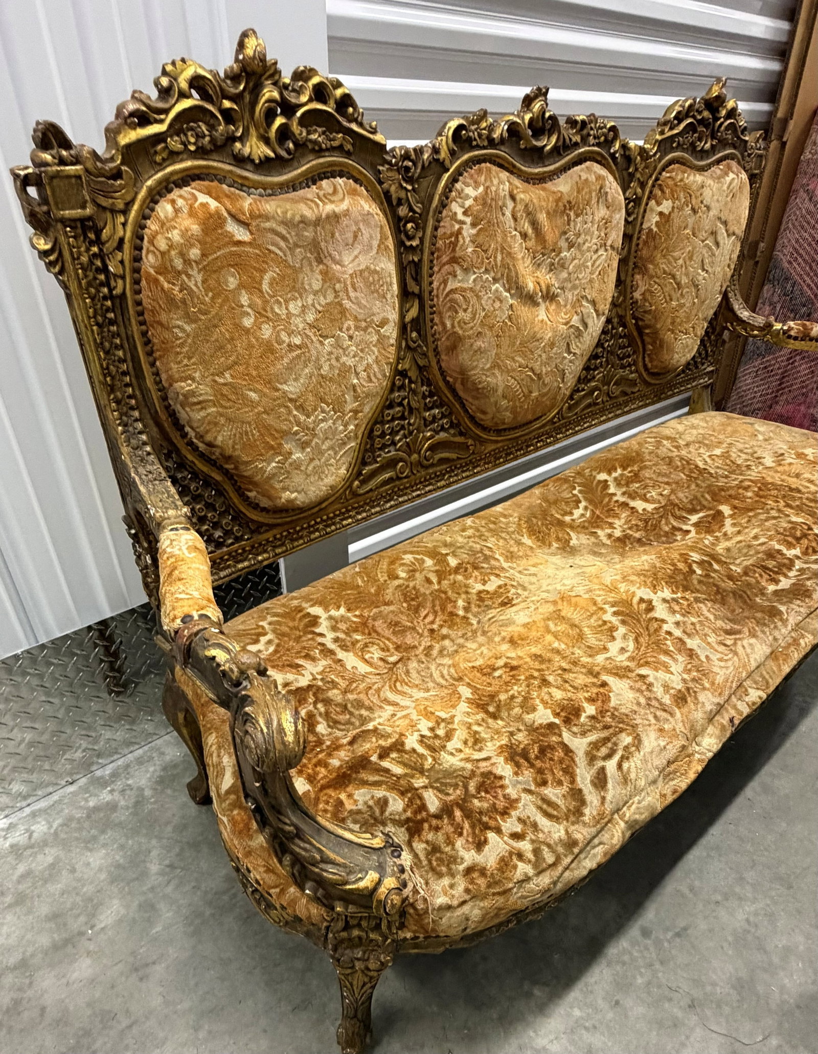Giltwood and Upholstered Rococo Style Settee - 10