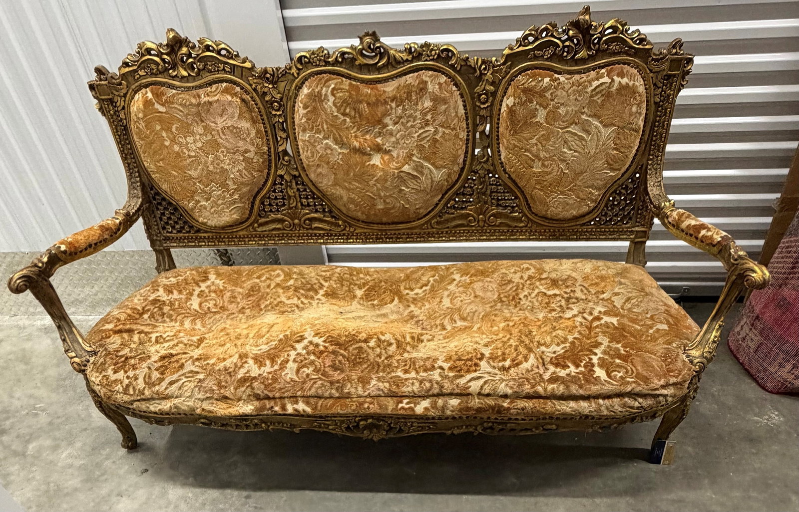 Giltwood and Upholstered Rococo Style Settee - 3