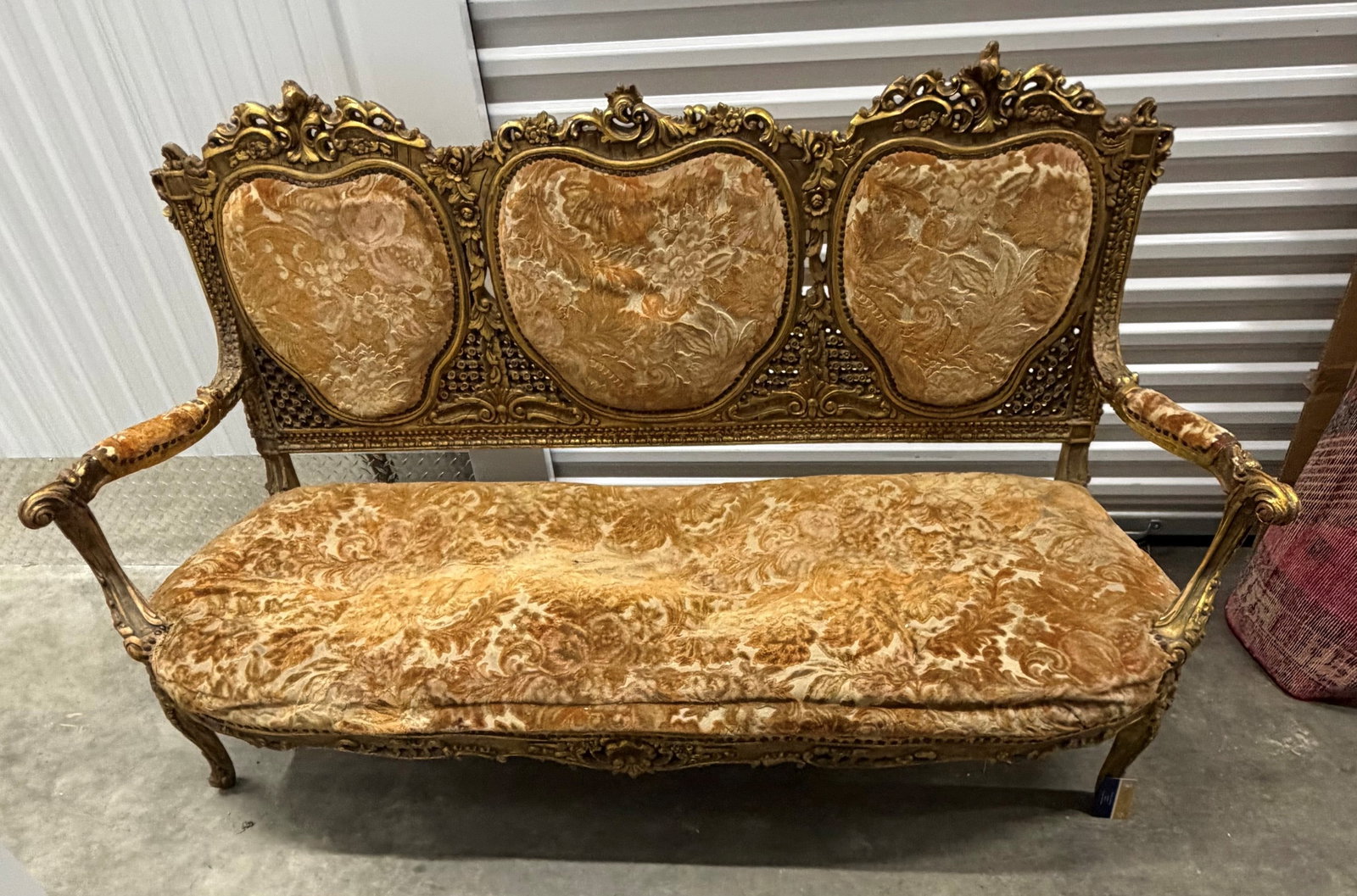 Giltwood and Upholstered Rococo Style Settee - 4