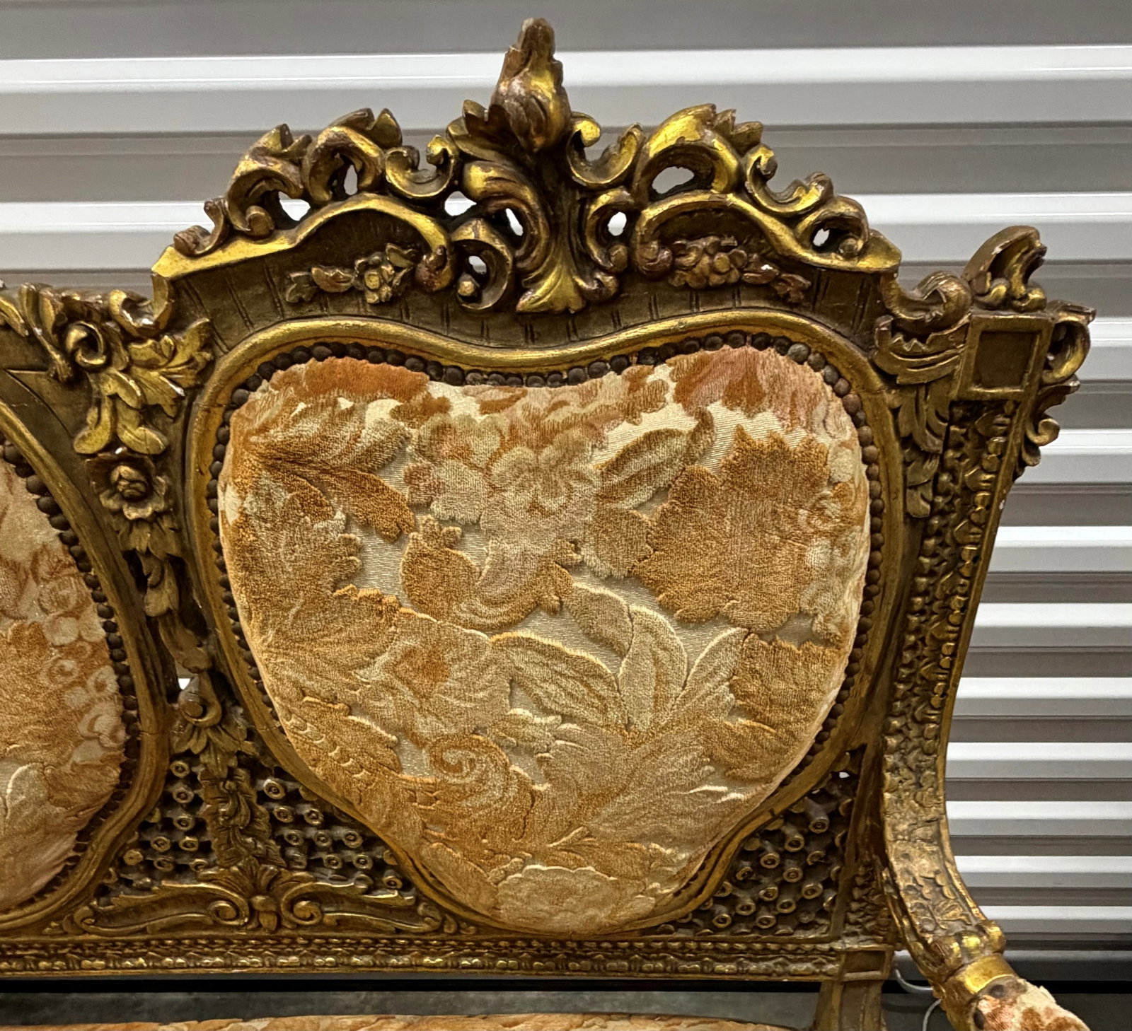 Giltwood and Upholstered Rococo Style Settee - 7