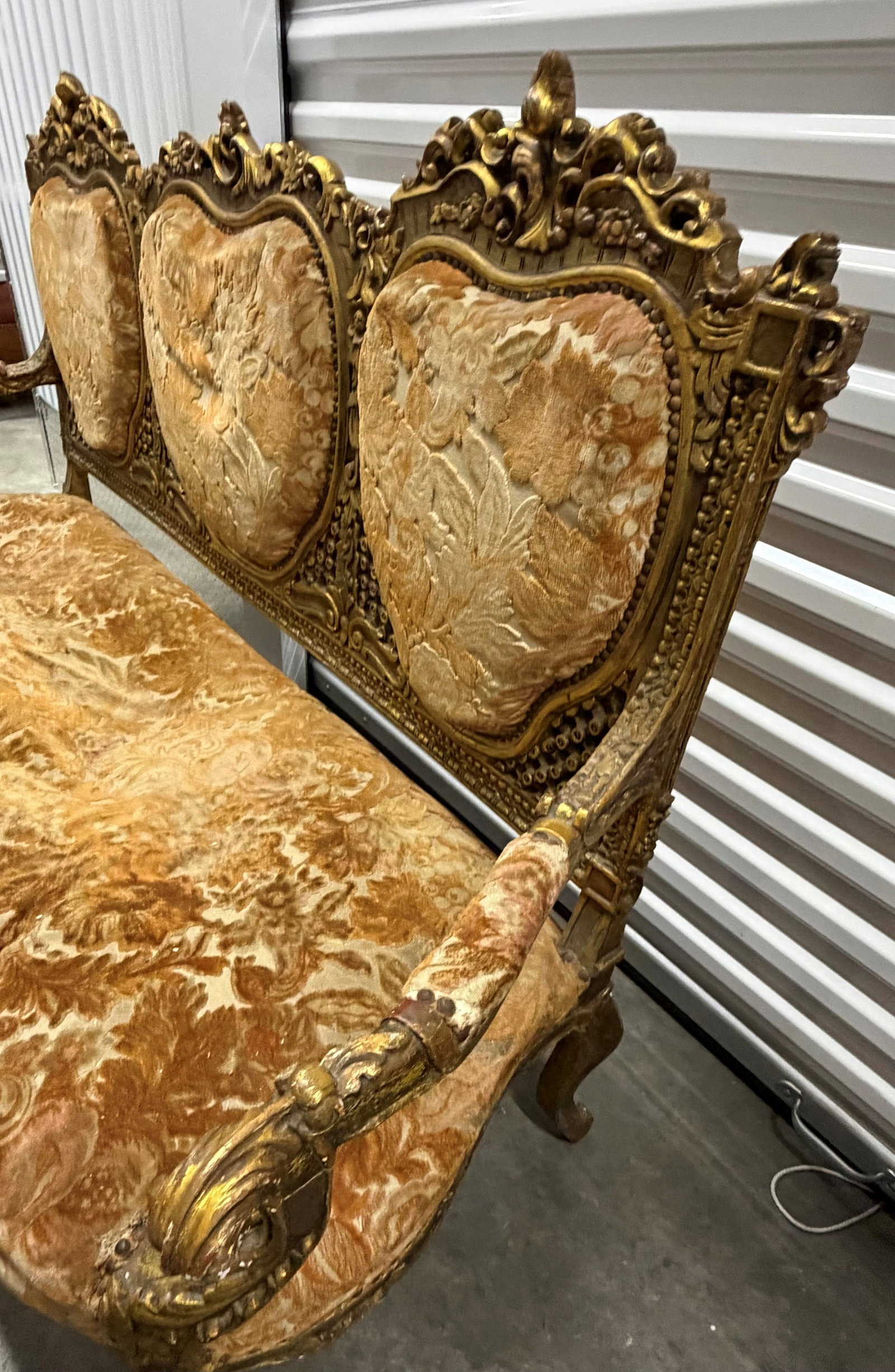 Giltwood and Upholstered Rococo Style Settee - 8