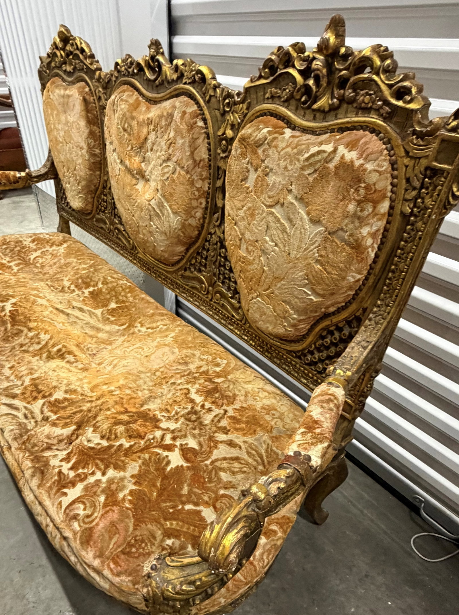 Giltwood and Upholstered Rococo Style Settee - 9