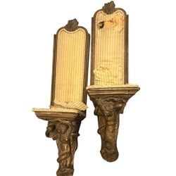 Pair of Carved Giltwood Wall Sconces with Mythological Figures (Nereids or Tritons) (1 of 8)