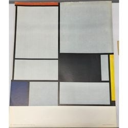 Piet Mondrian "Composition #2 1921 Kunsthaus, Zurich" Offset Lithograph: A large offset lithograph after Piet Mondrian's "Composition #2 1921 Kunsthaus, Zurich." The artwork features Mondrian's signature Neoplastic style with a grid of black lines enclosing rectangles of
