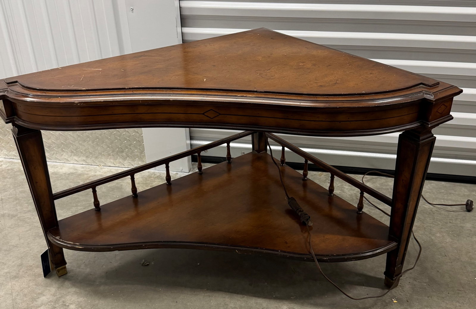 Traditional Style Mahogany Corner Table with Lower Shelf - 2
