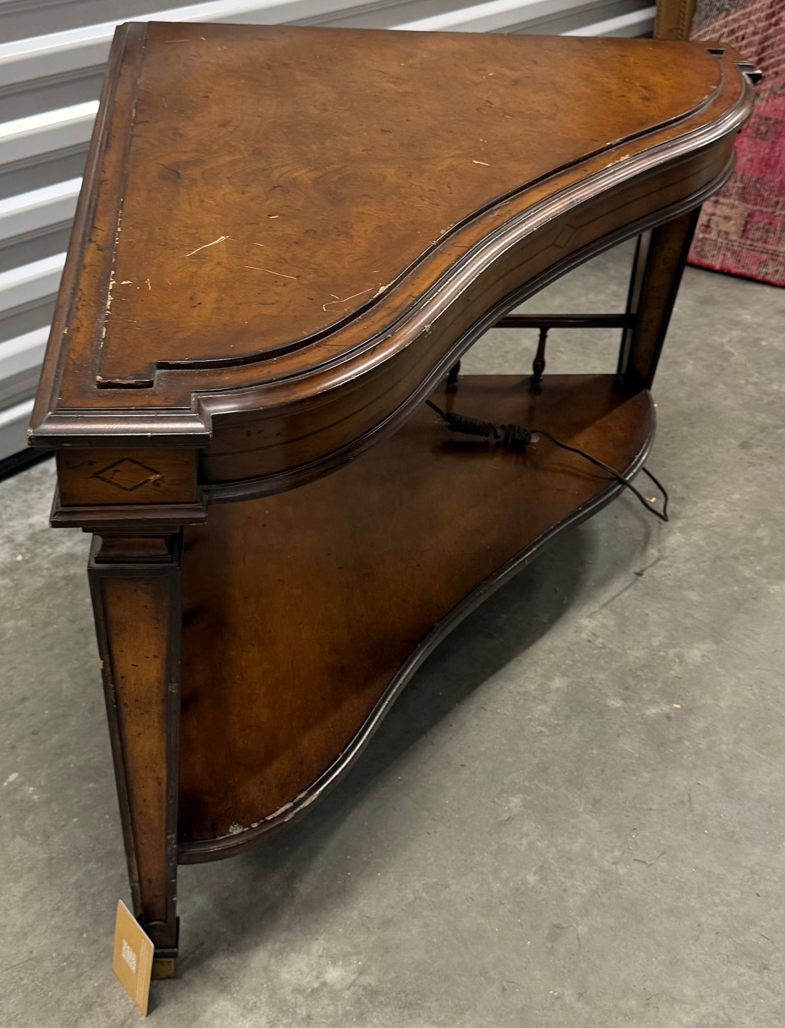 Traditional Style Mahogany Corner Table with Lower Shelf - 3