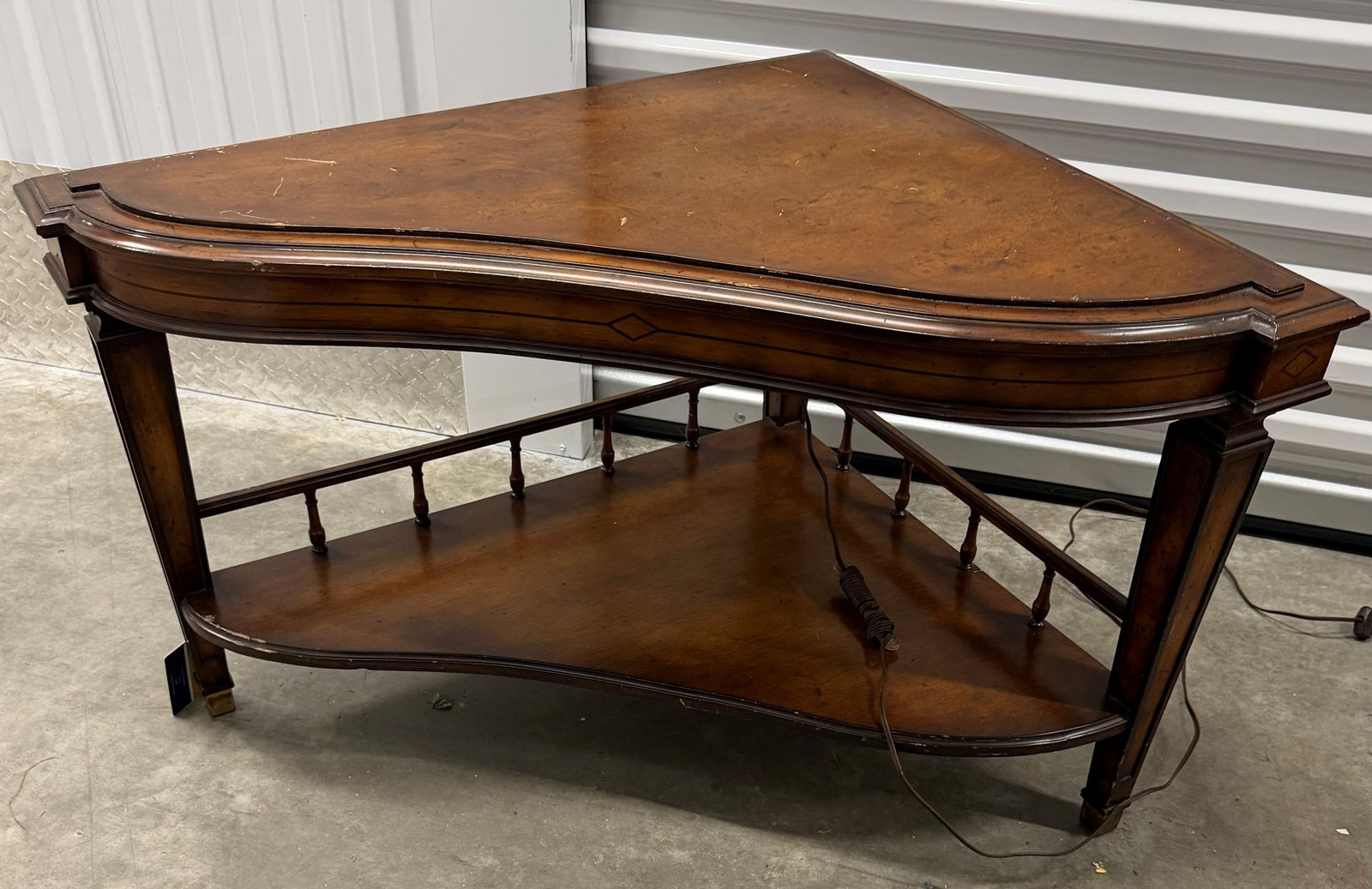 Traditional Style Mahogany Corner Table with Lower Shelf - 5