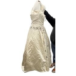 Ines Di Santo Ivory Silk Strapless Wedding Gown with Embellished Waist, Size 12 (1 of 8)