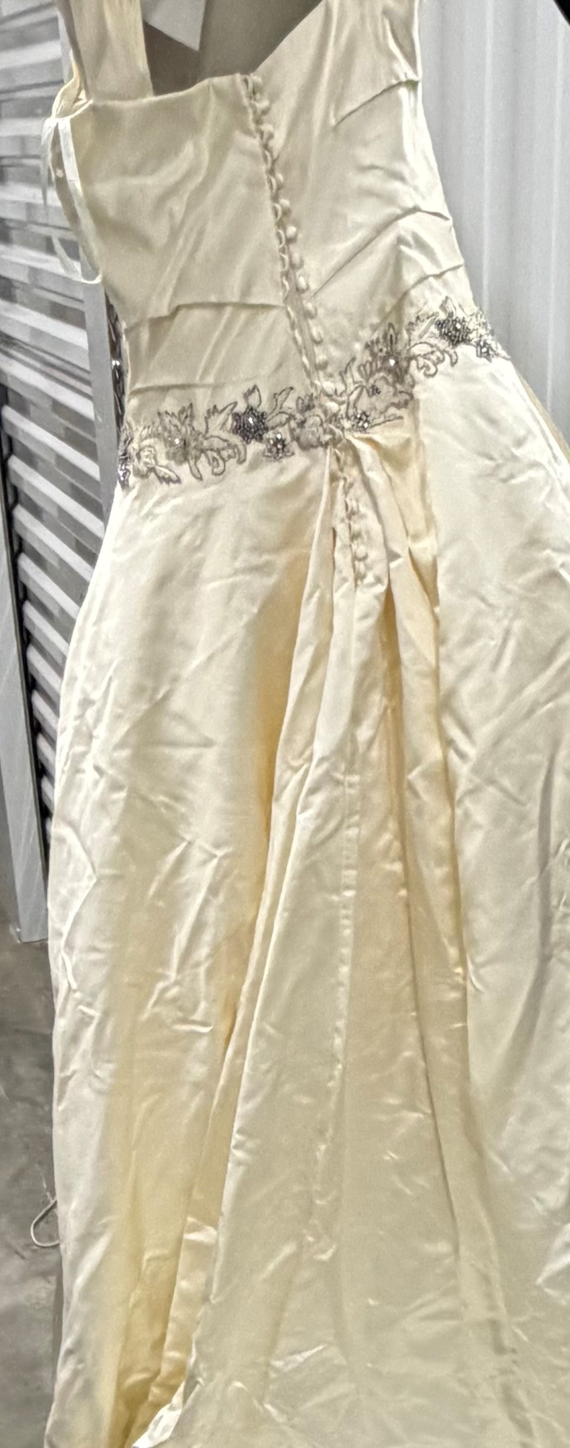 Ines Di Santo Ivory Silk Strapless Wedding Gown with Embellished Waist, Size 12 - 4