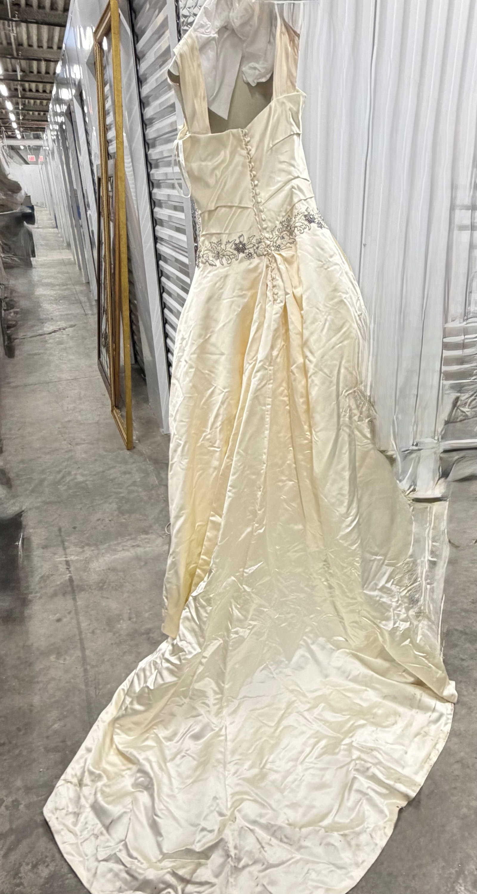 Ines Di Santo Ivory Silk Strapless Wedding Gown with Embellished Waist, Size 12 - 5