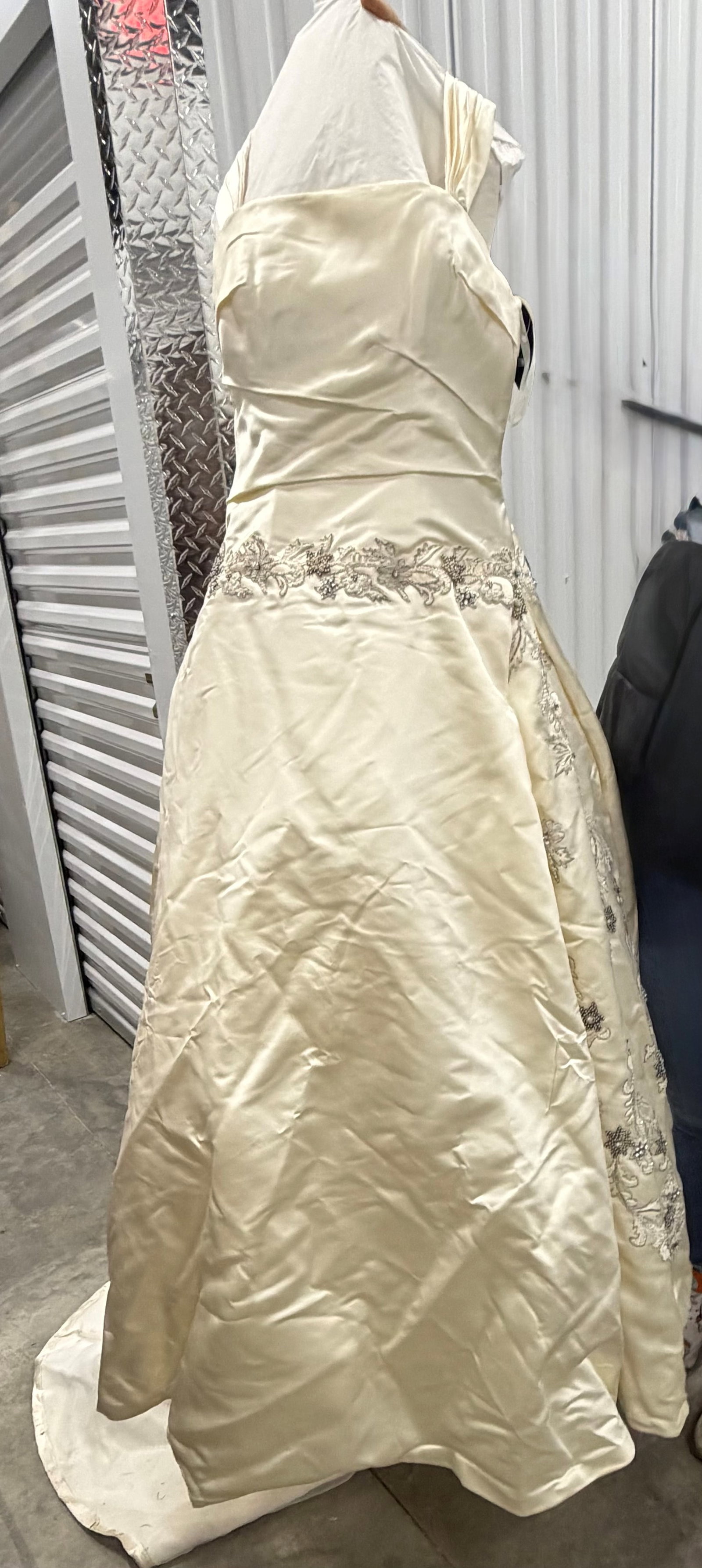 Ines Di Santo Ivory Silk Strapless Wedding Gown with Embellished Waist, Size 12 - 6
