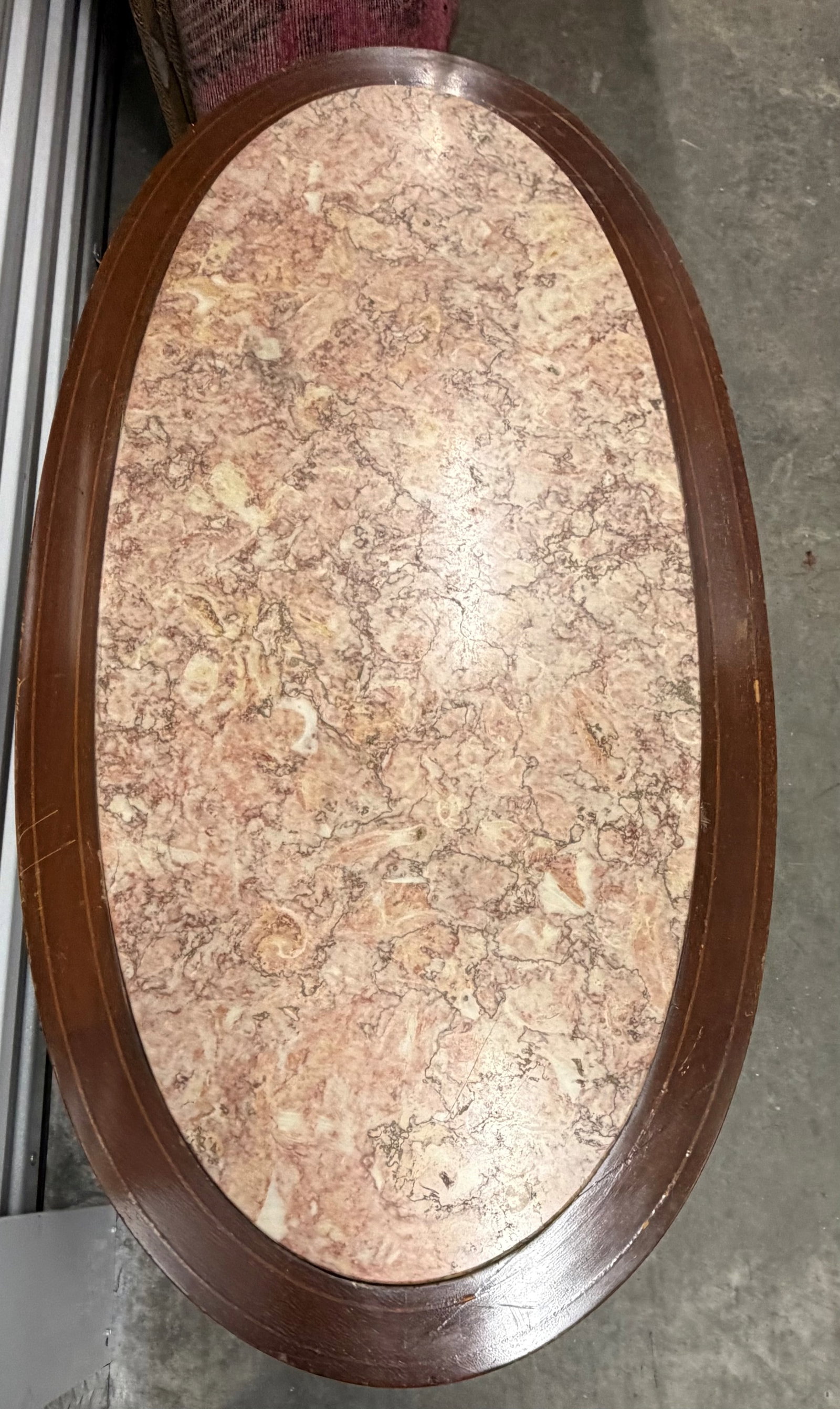 Regency Style Mahogany and Marble Oval Coffee Table - 2