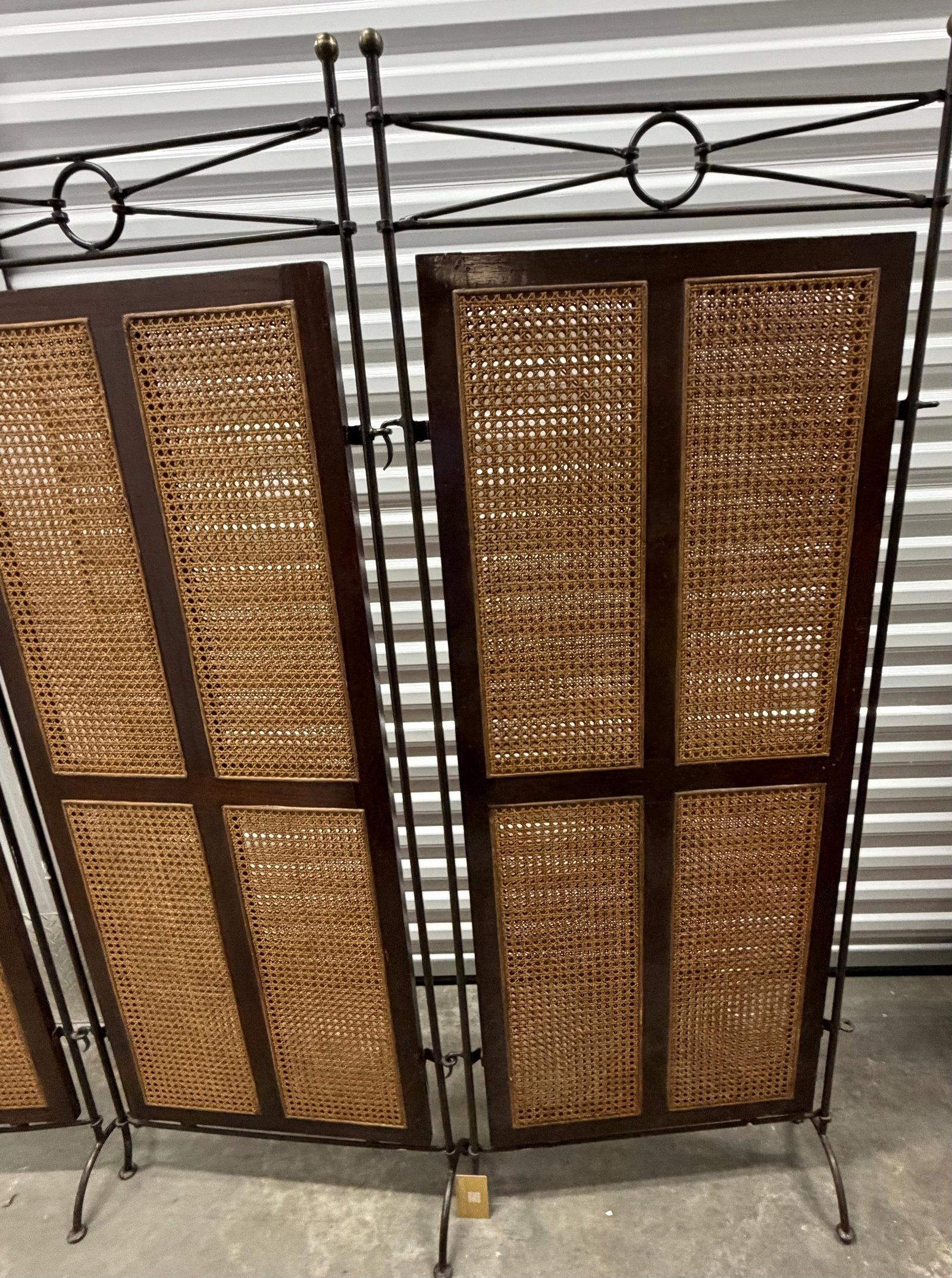 Three-Panel Wrought Iron and Cane Room Divider - 4