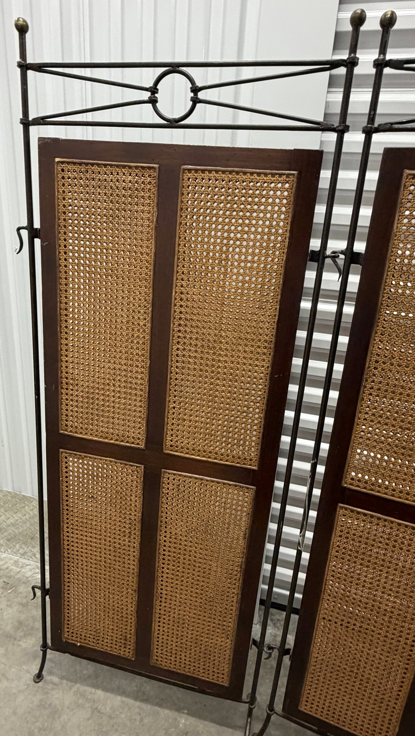 Three-Panel Wrought Iron and Cane Room Divider - 5