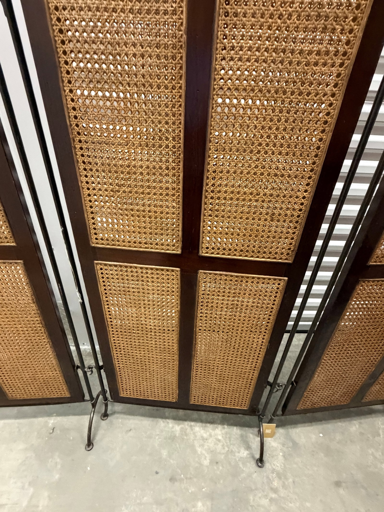 Three-Panel Wrought Iron and Cane Room Divider - 7