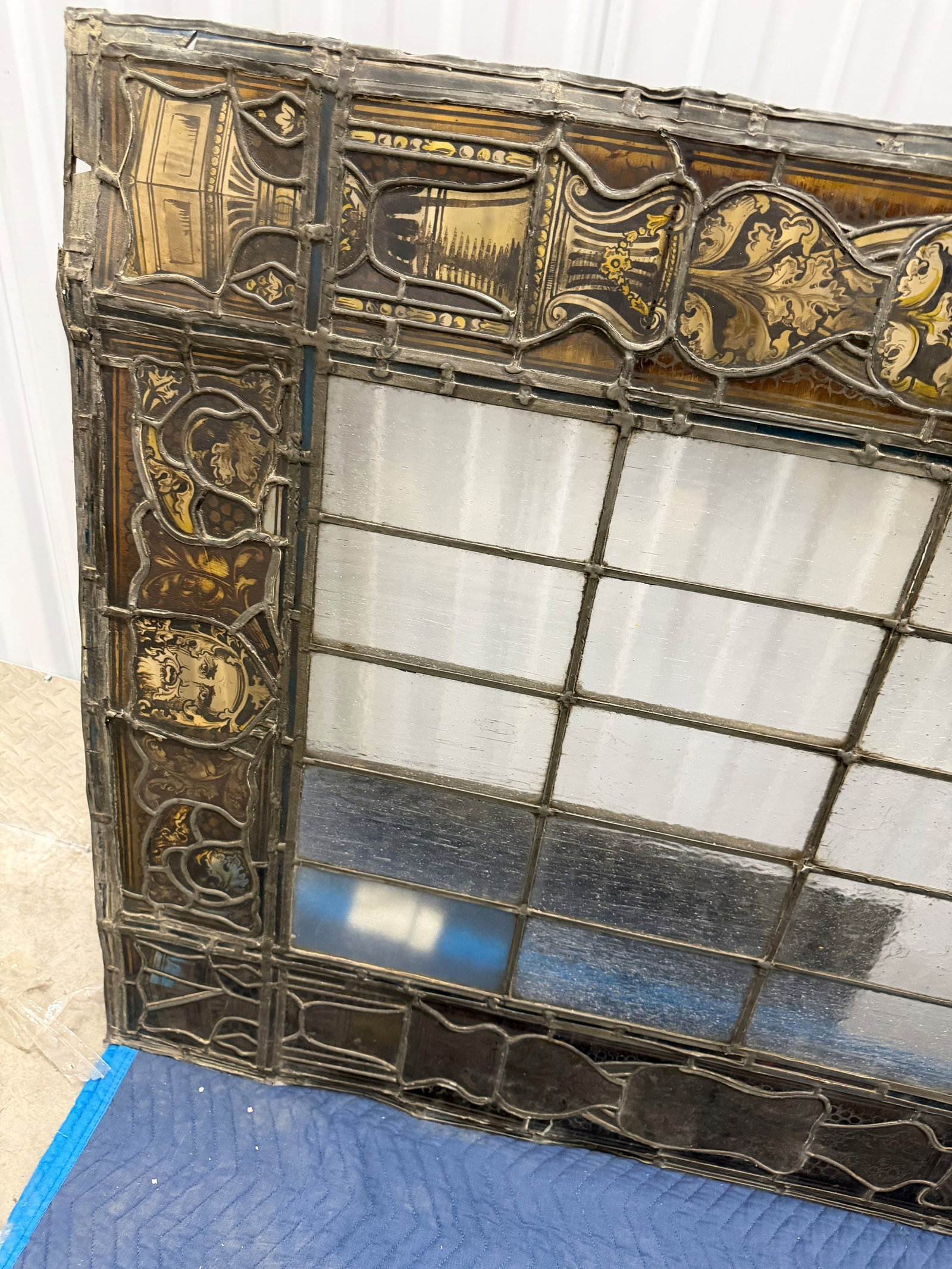 Renaissance Revival Stained and Leaded Glass Window Panel - 7