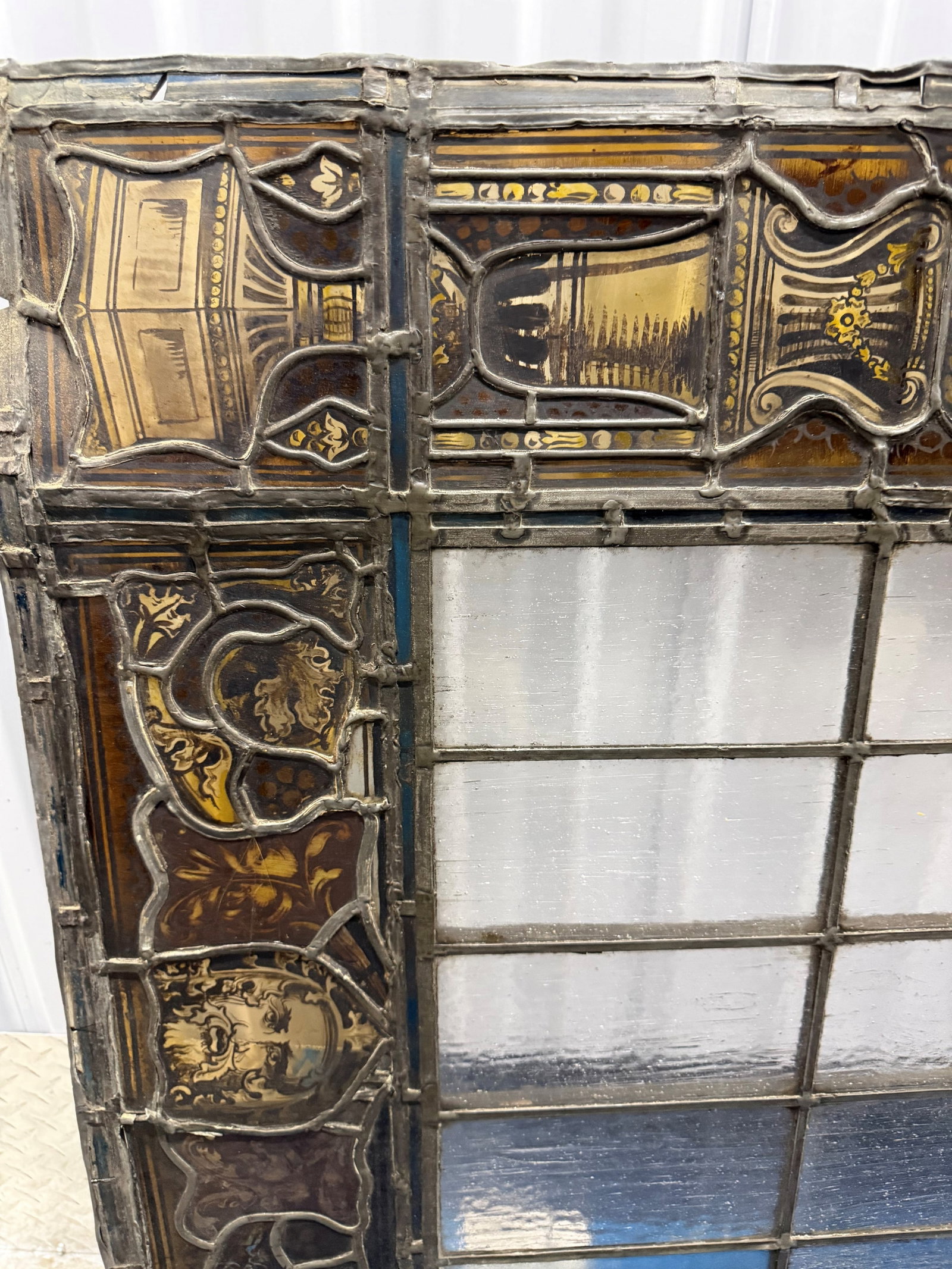 Renaissance Revival Stained and Leaded Glass Window Panel - 8