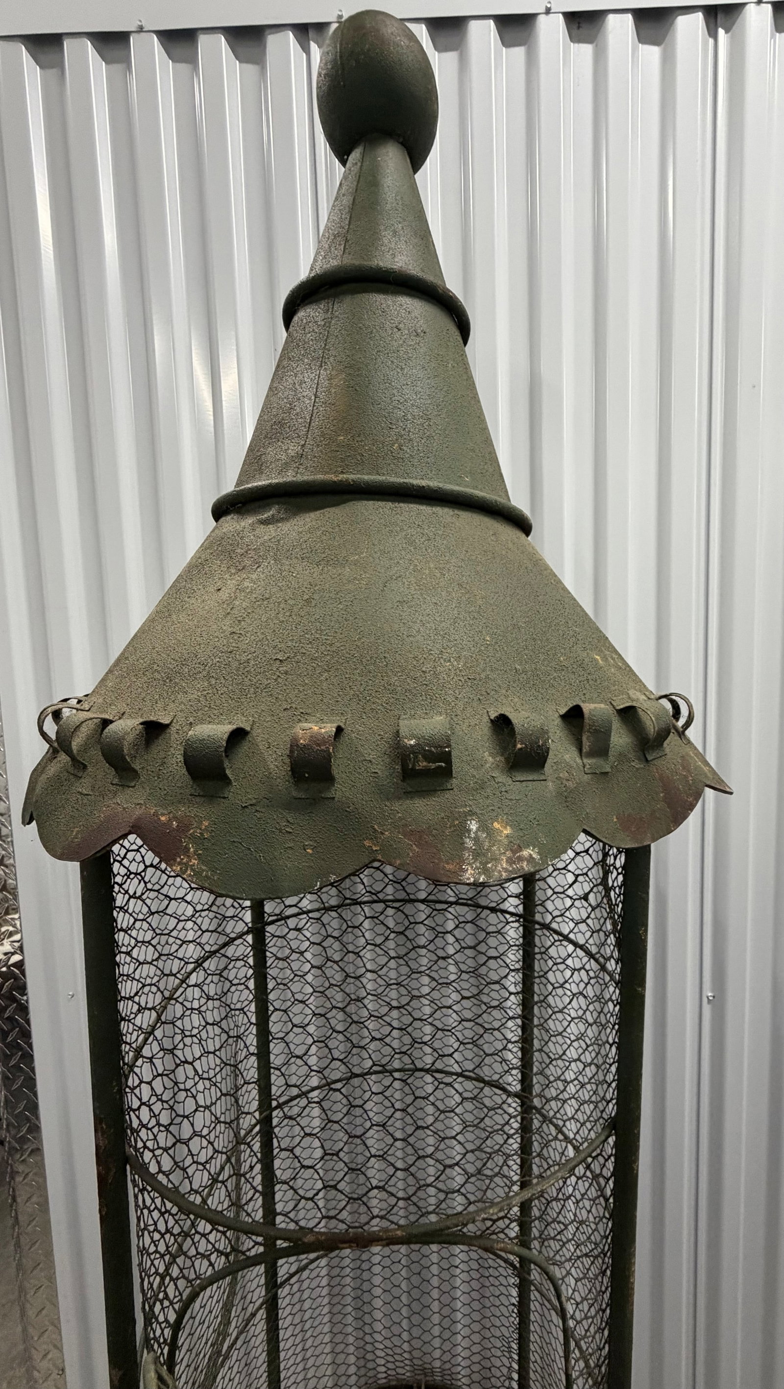Vintage Green Painted Metal Garden Cloche / Plant Stand / Birdcage - 2