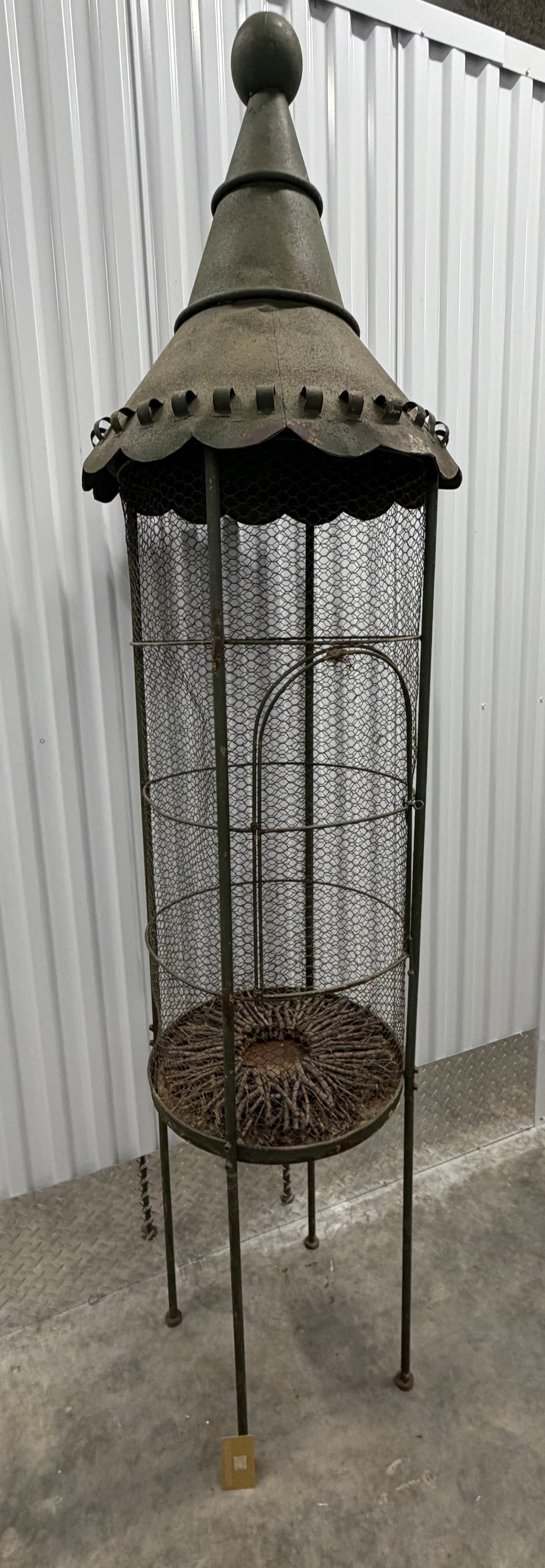 Vintage Green Painted Metal Garden Cloche / Plant Stand / Birdcage - 3